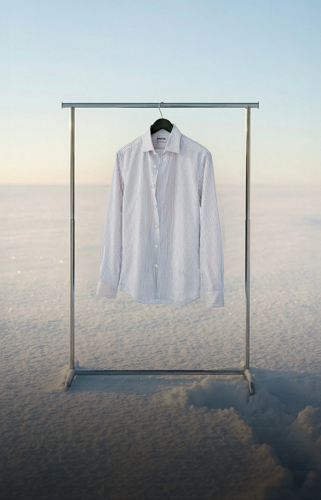 Camisa casual cuello kent gris warm plus plano medio 