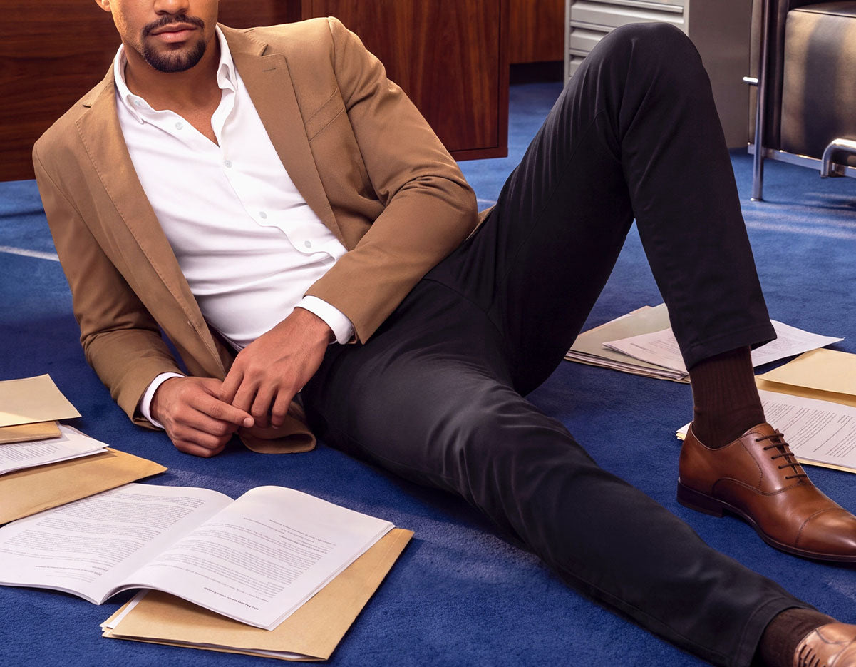 Pantalon chino hombre azul marino slim Nova plano frontal