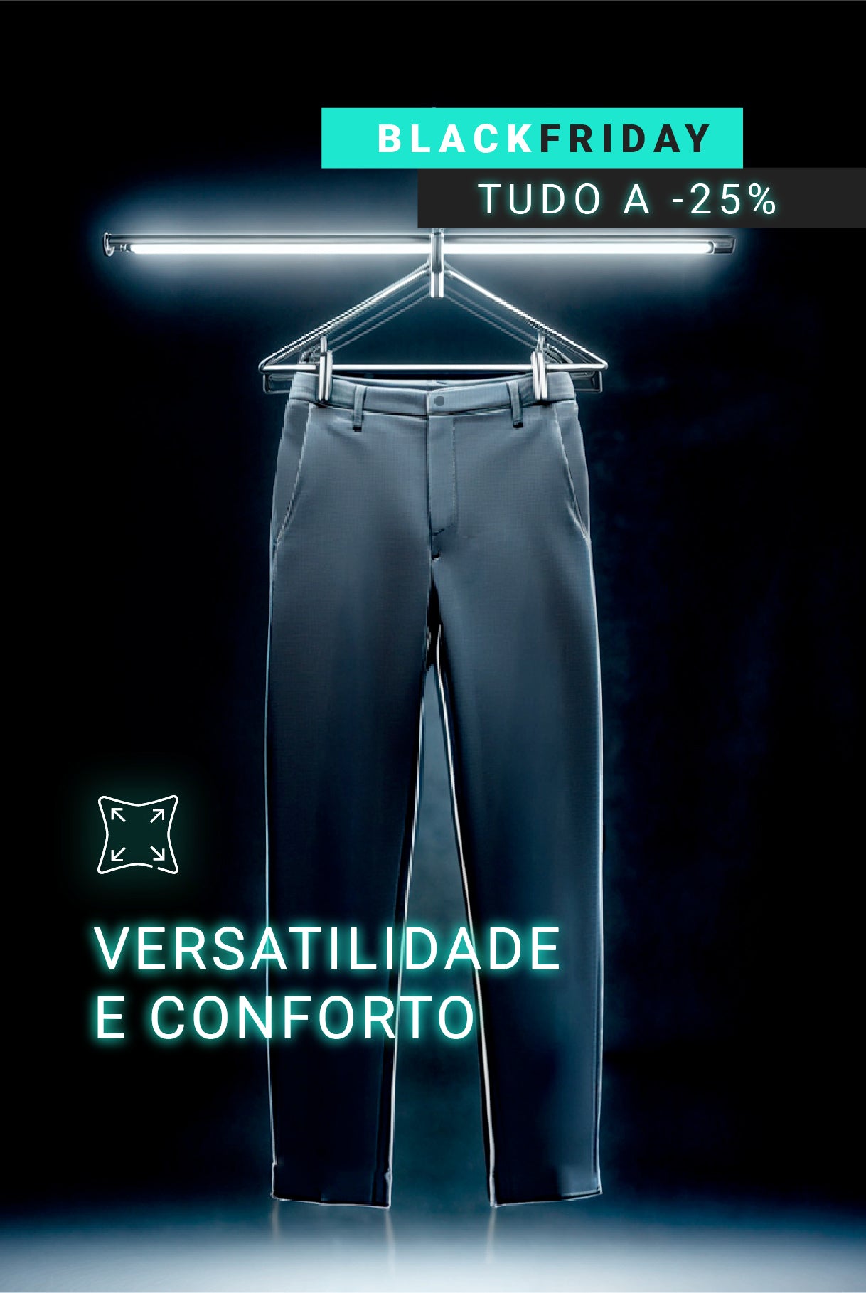 Calça masculina preta slim Nova