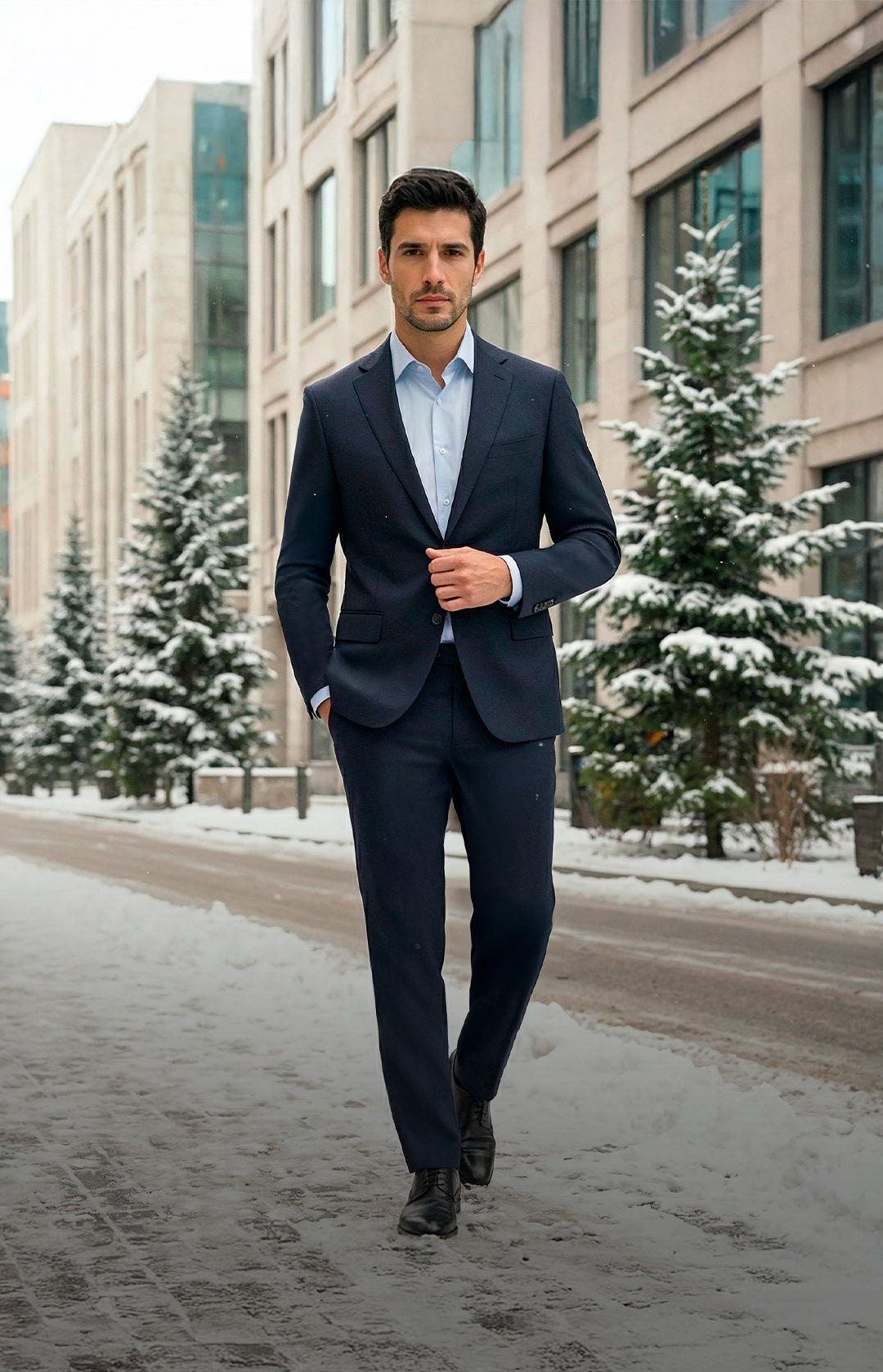 Camisa casual cuello kent gris warm plus plano medio 