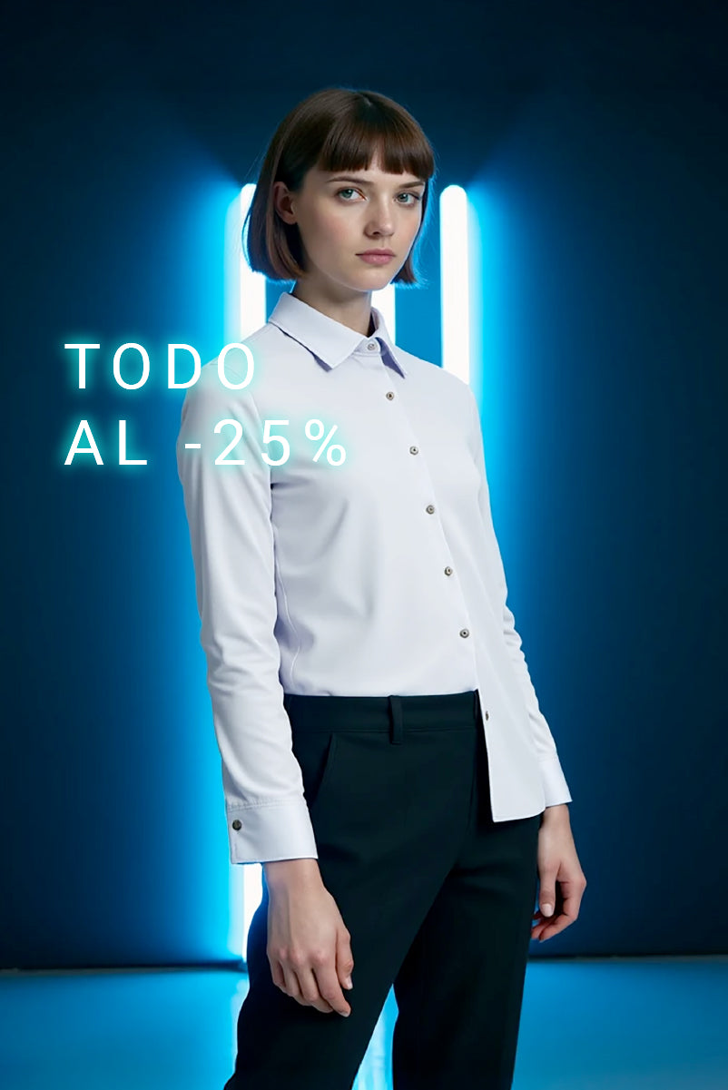  Camisa para mujer slim color blanco, básica y versátil. Foto frente