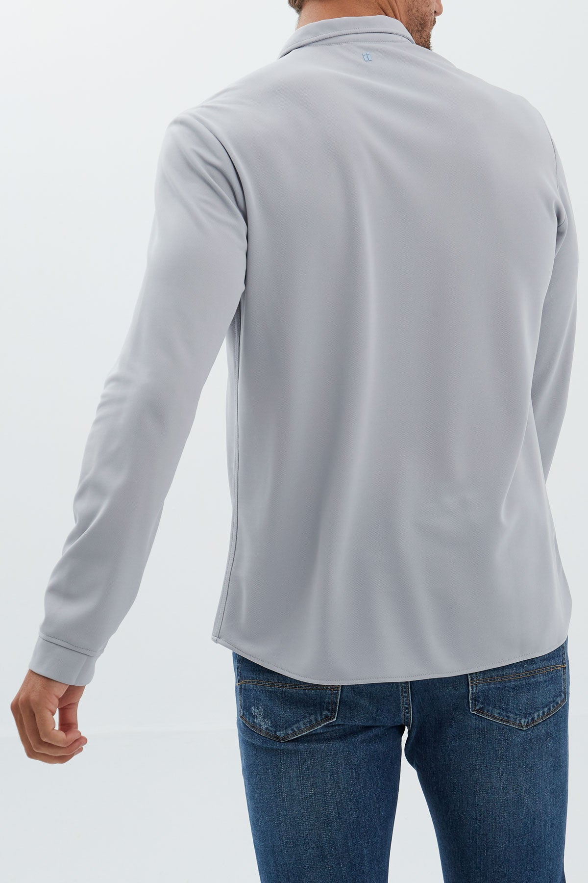 Polo manga larga gris bruma