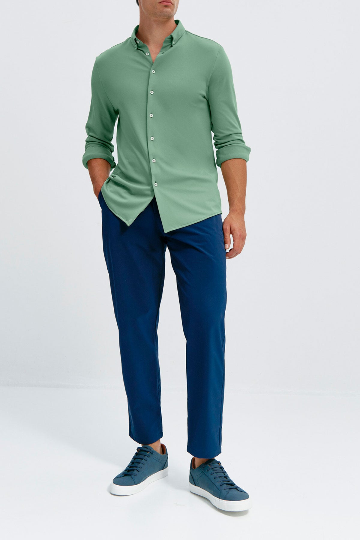 Men's casual safari green shirt