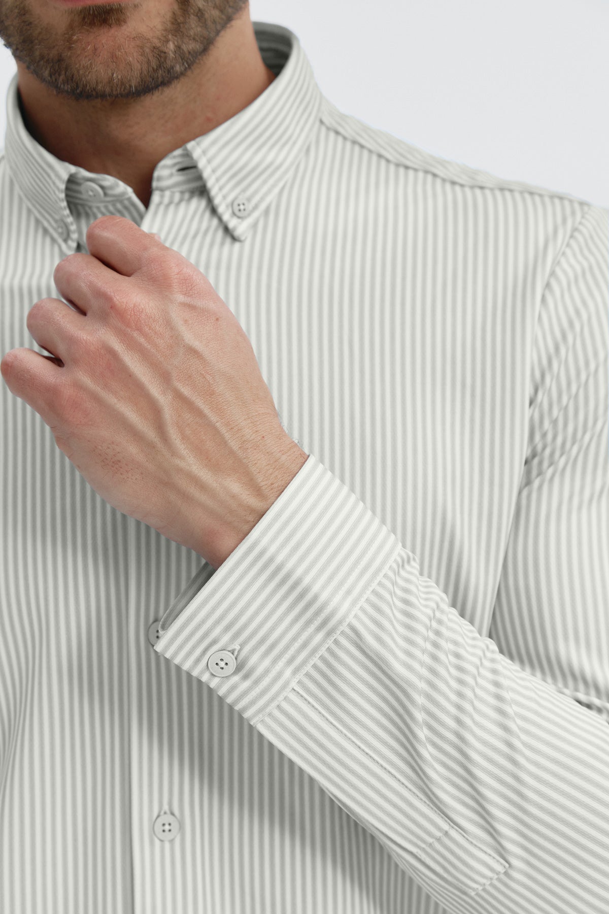 Camisa casual hombre rayas doble tono verde regular