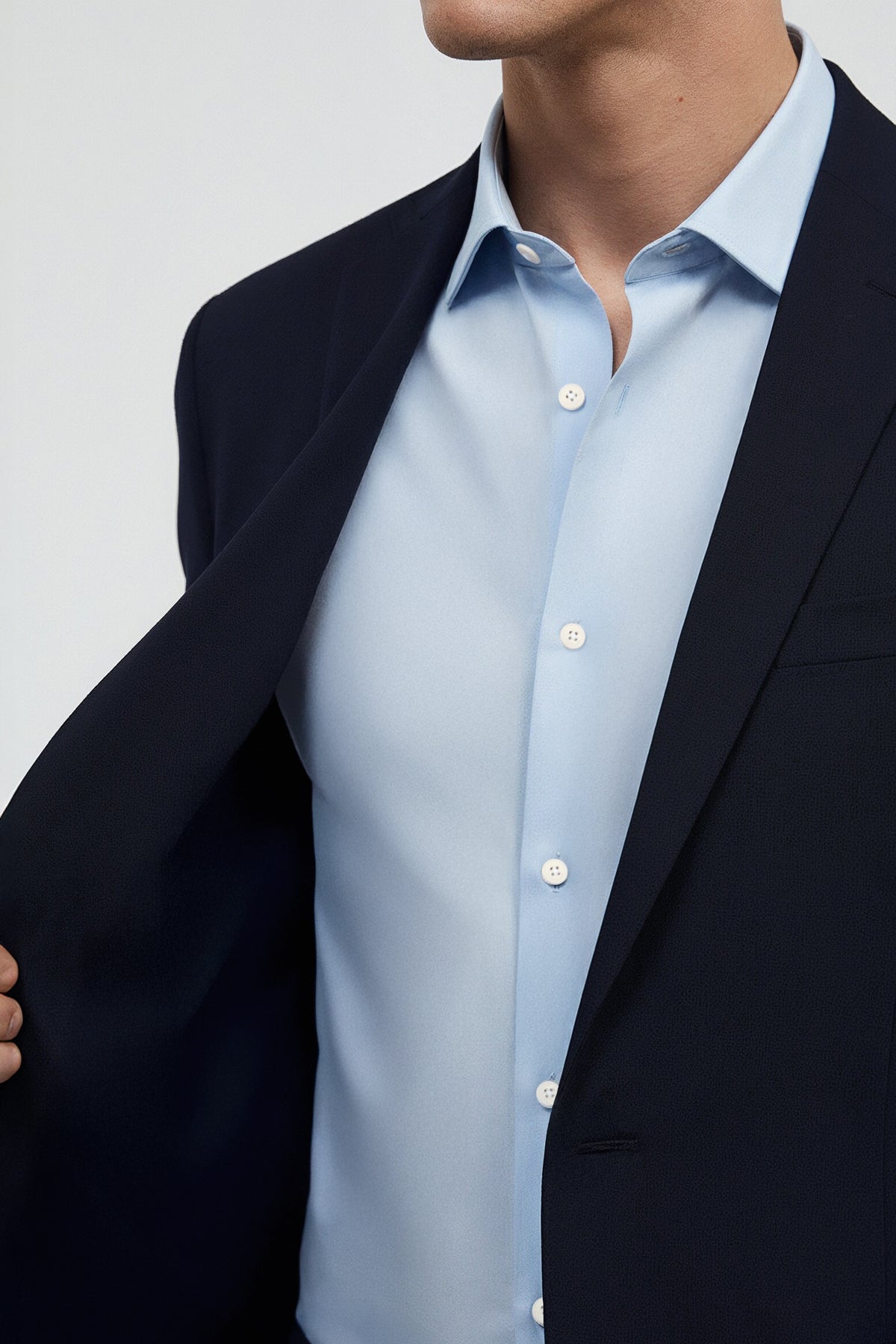 Americana azul marino warm plus detalle