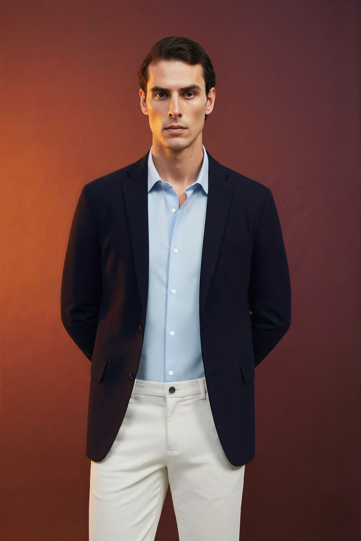 Americana azul marino warm plus plano medio 