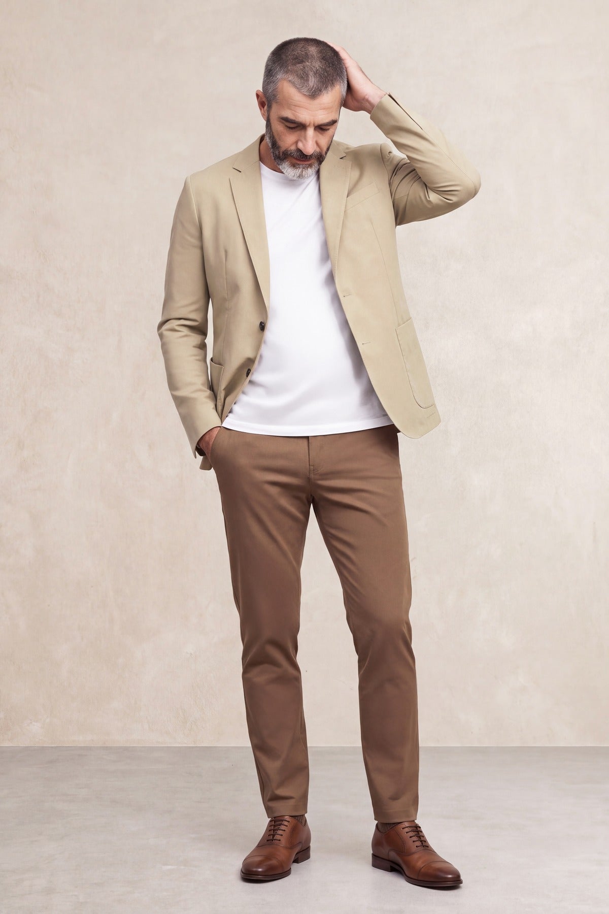 Americana beige formal Nova hombre