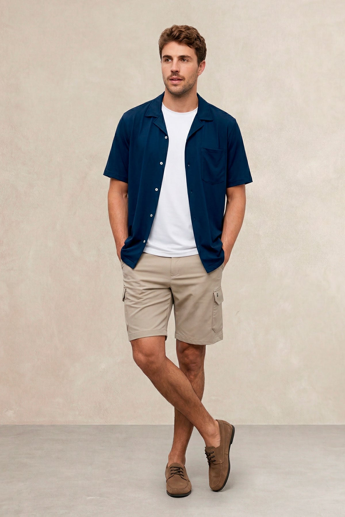 Men's beige cargo shorts
