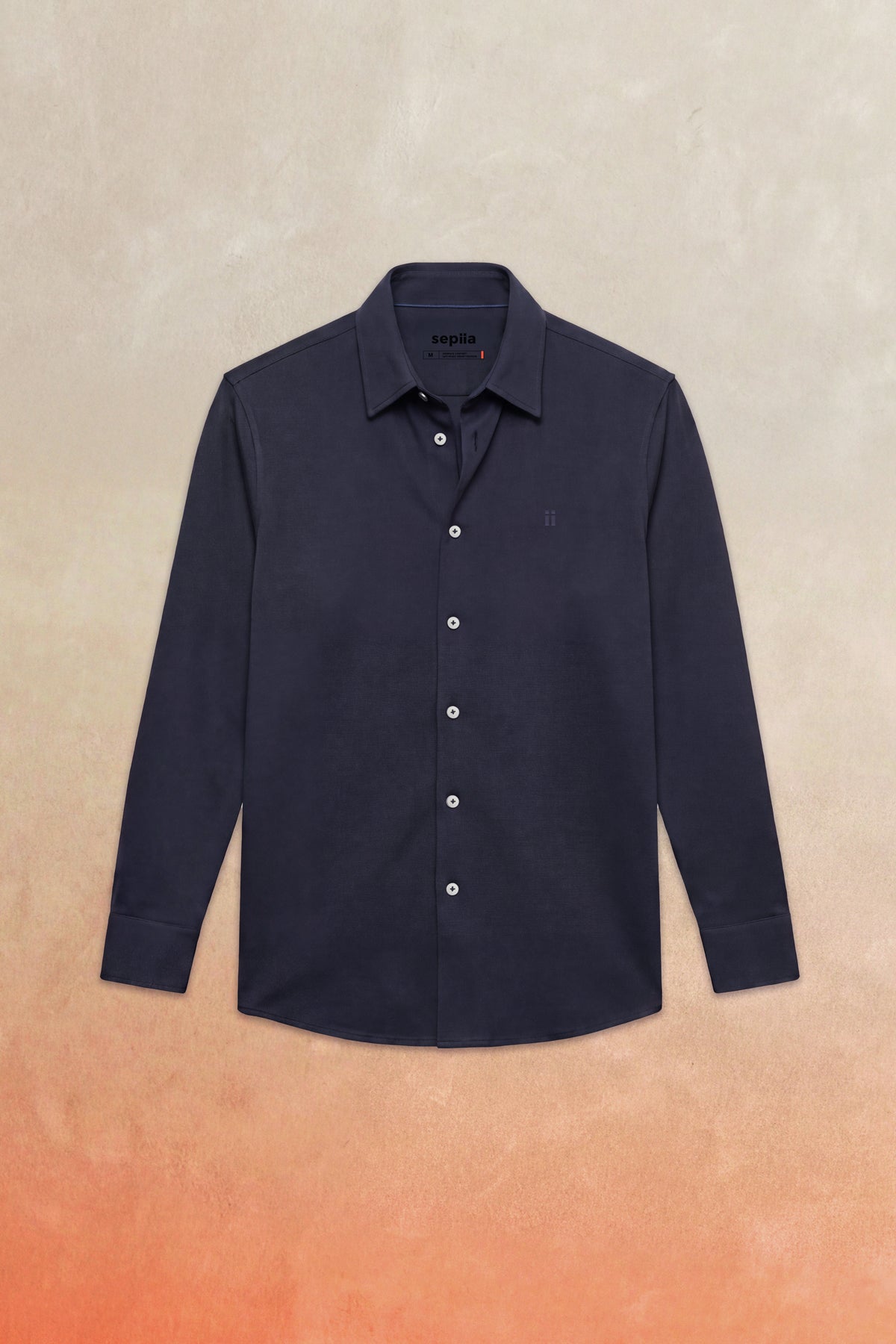 Camisa casual cuello kent hombre azul marino Warm+