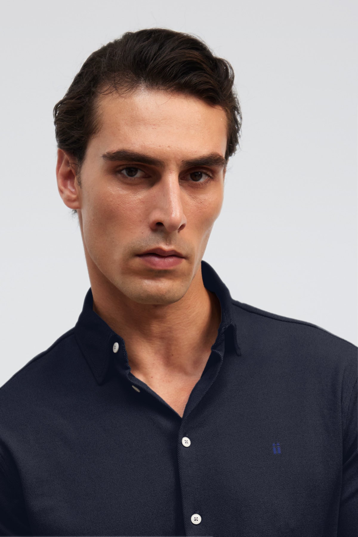 Men's Casual Kent Collar Shirt Navy Blue Warm+