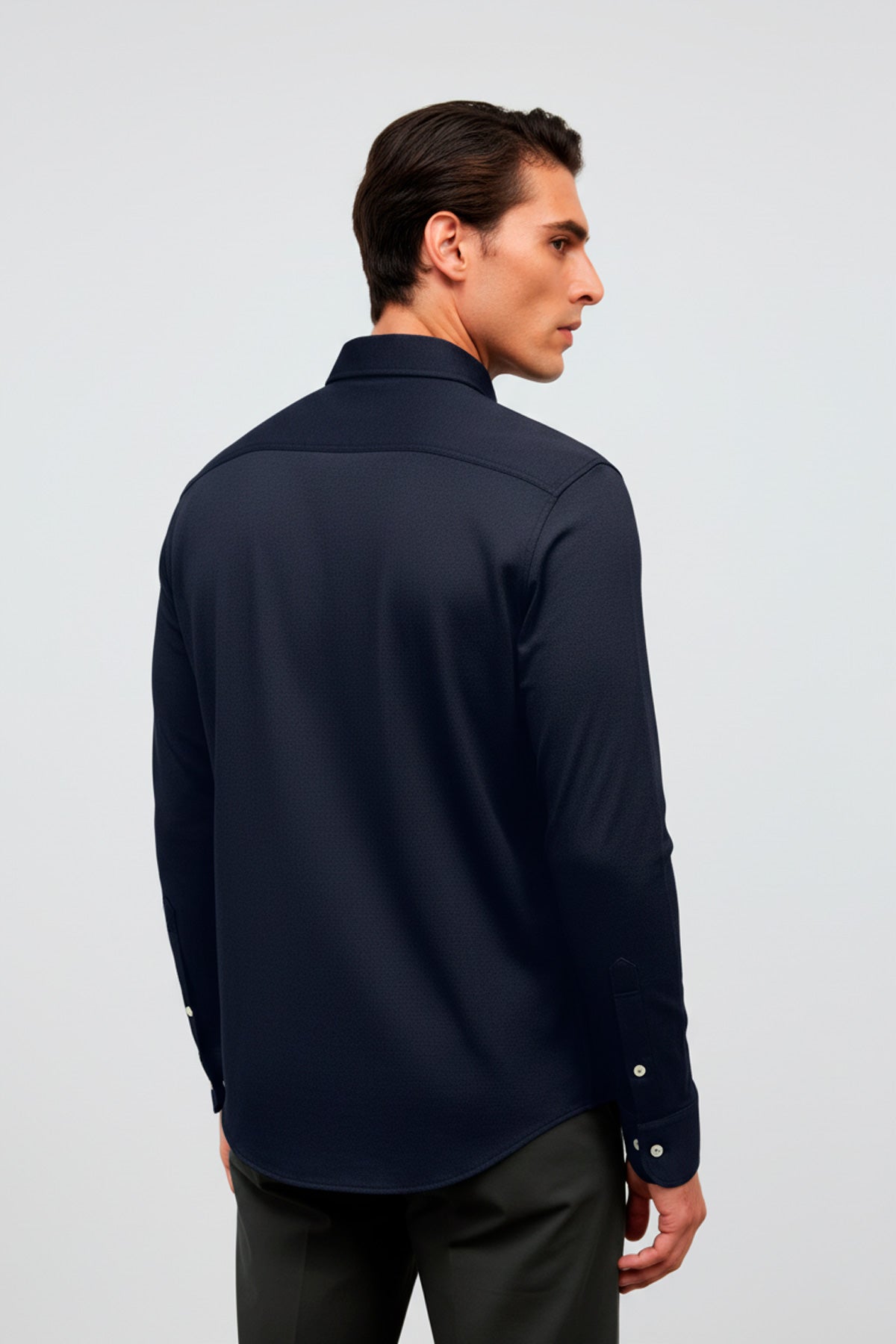 Men's Casual Kent Collar Shirt Navy Blue Warm+