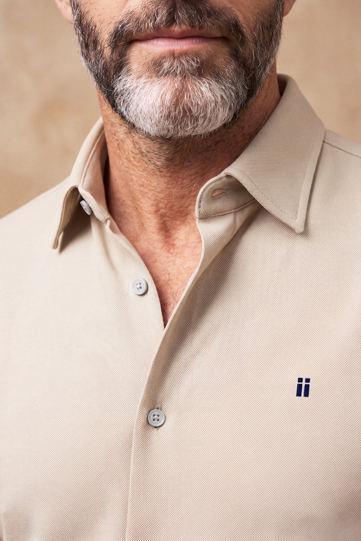 Camisa casual cuello kent hombre beige Warm