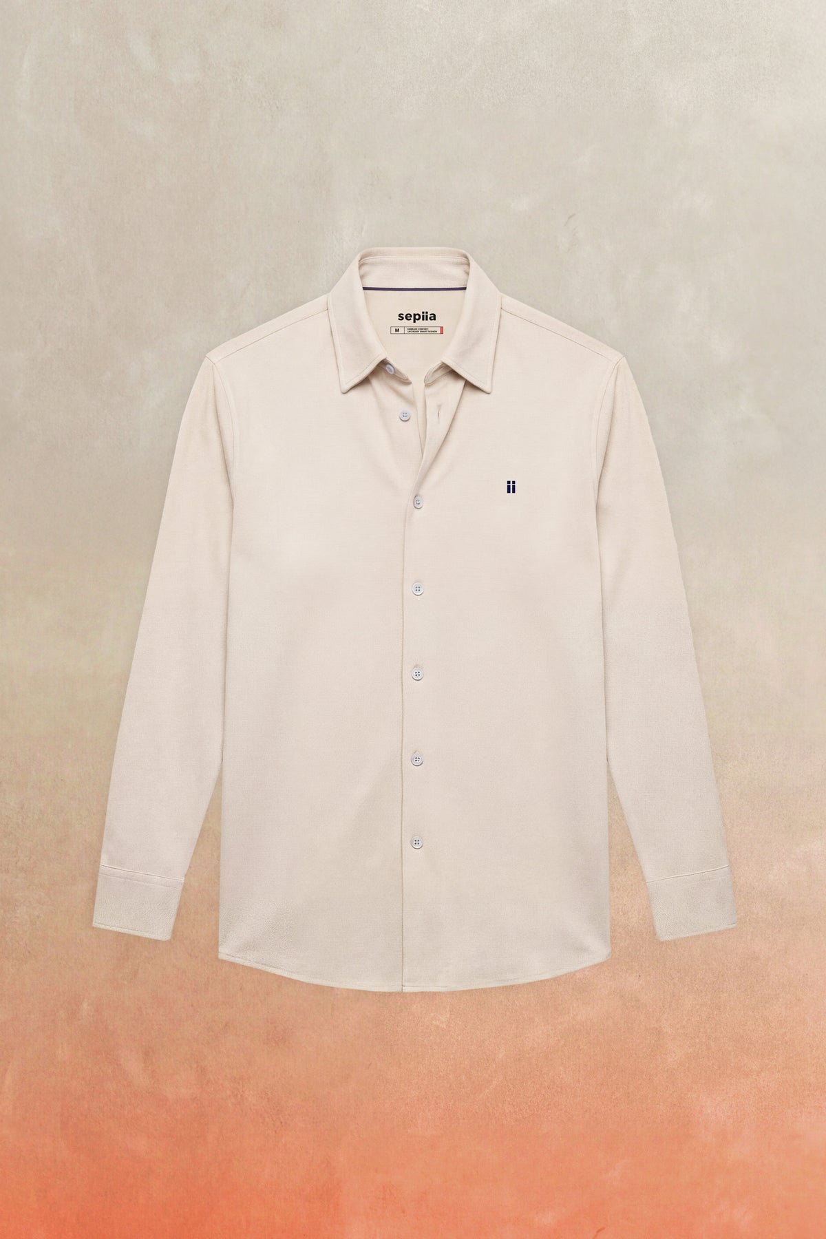 Camisa casual cuello kent hombre beige Warm
