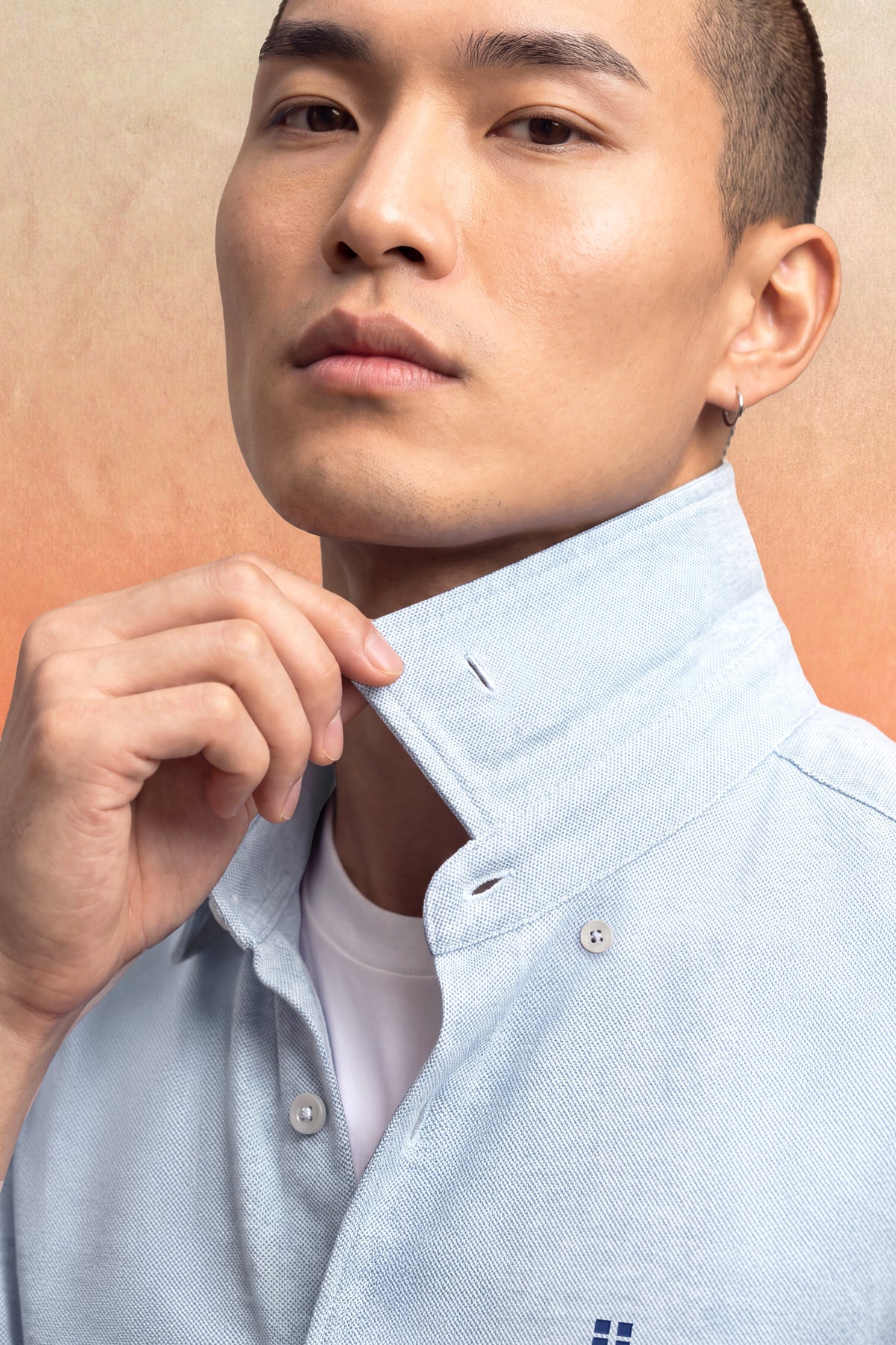 Camisa casual cuello kent hombre azul claro Warm