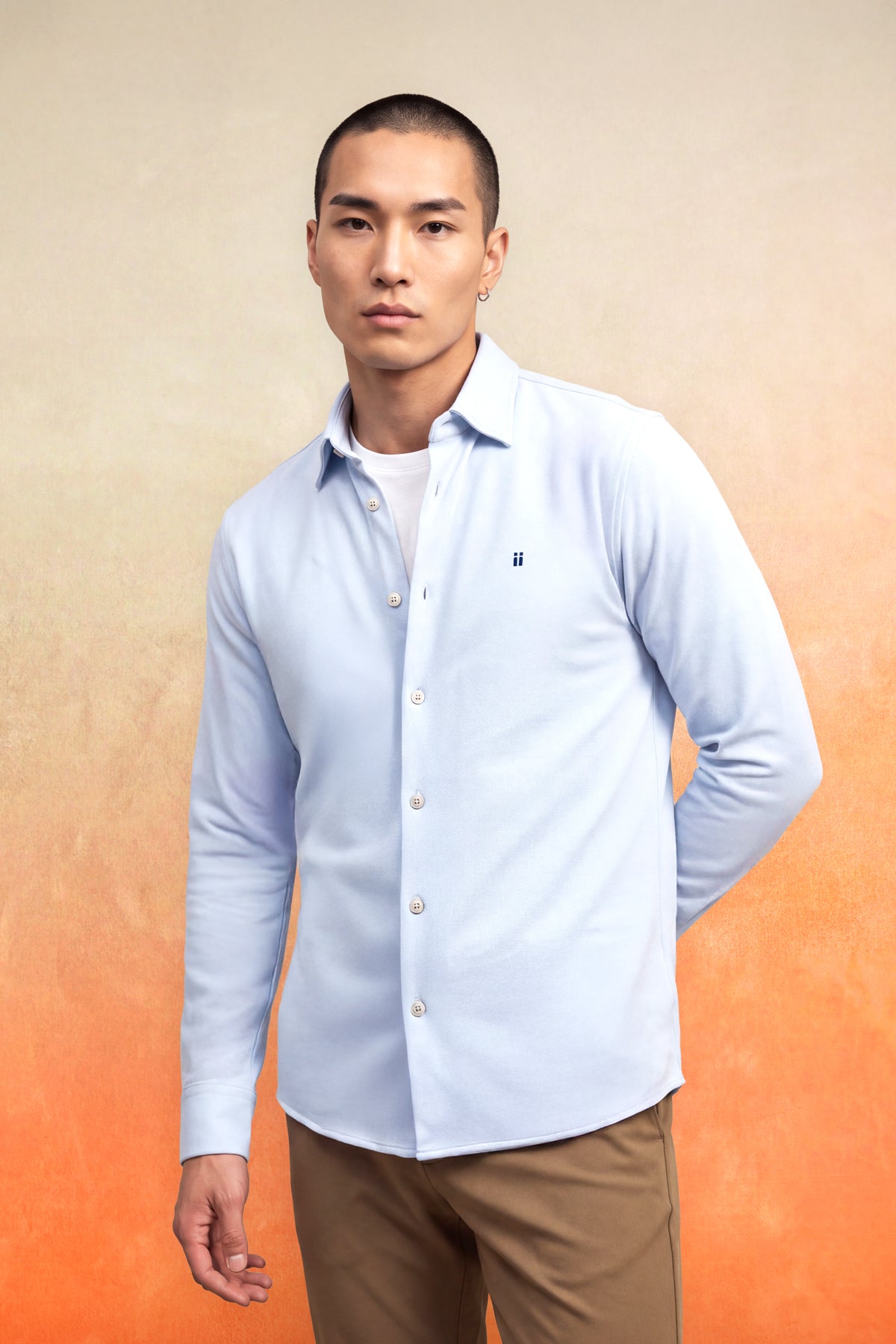 Camisa casual cuello kent hombre azul claro Warm