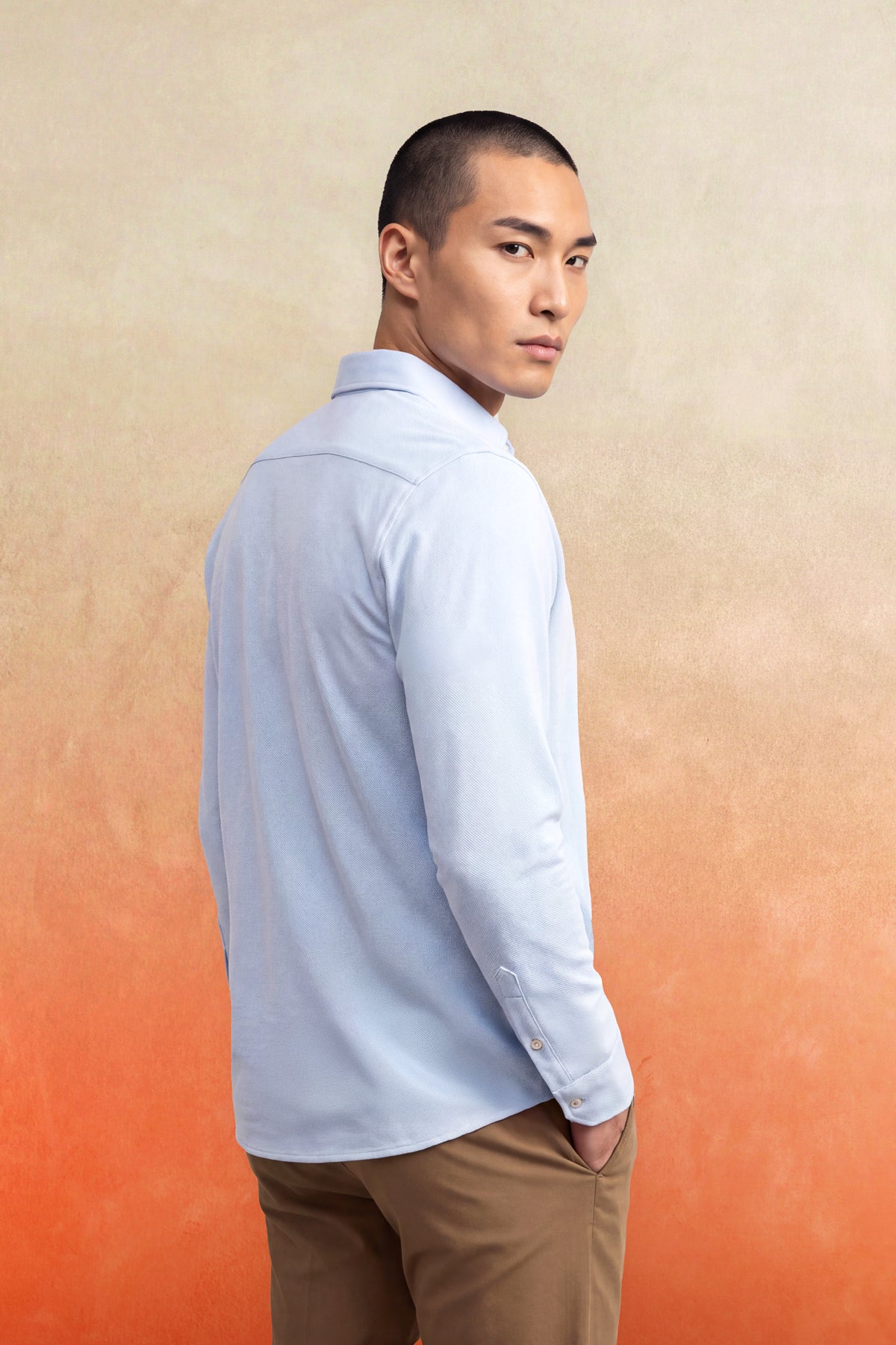 Camisa casual cuello kent hombre azul claro Warm