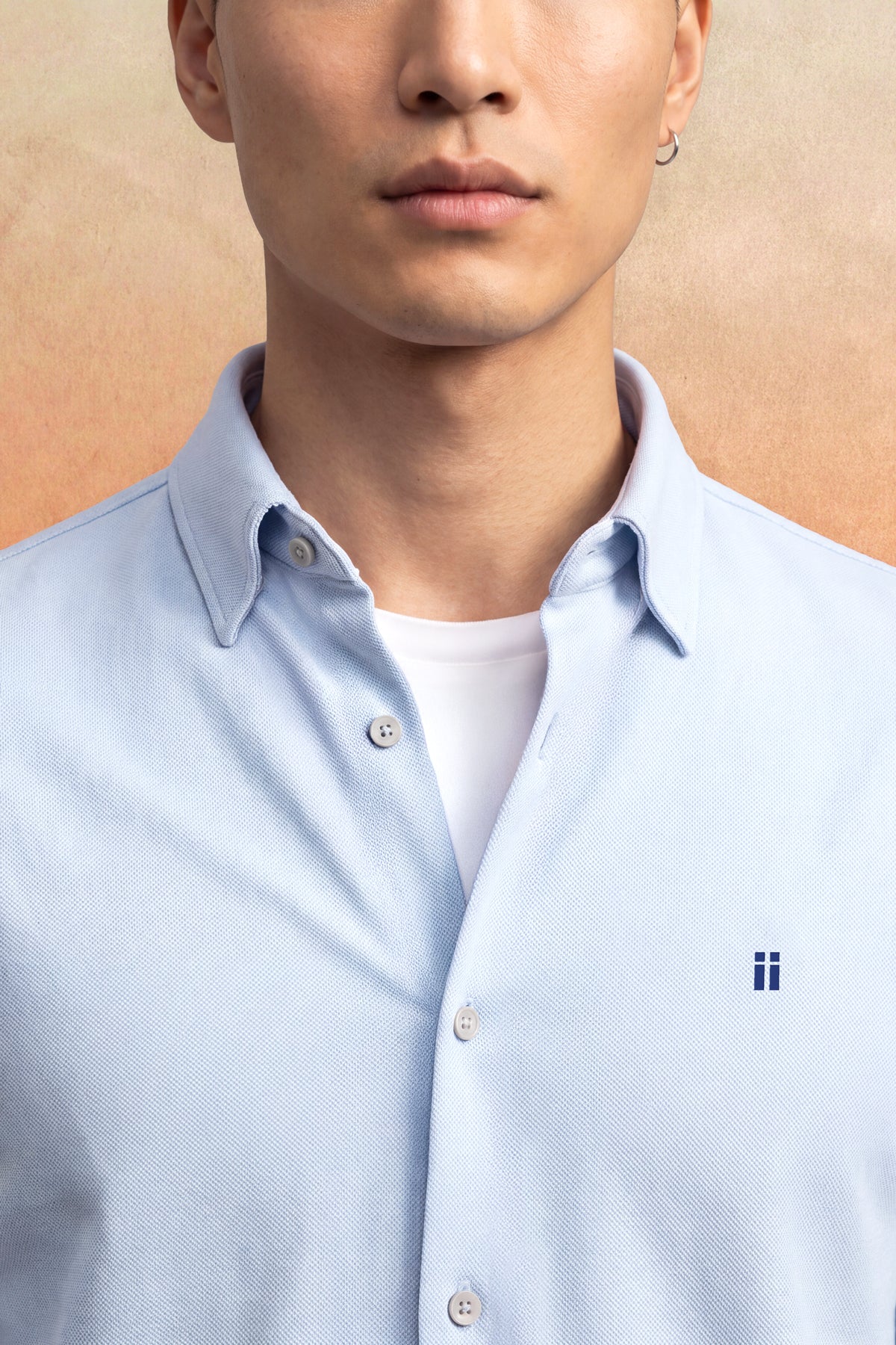 Camisa casual cuello kent hombre azul claro Warm