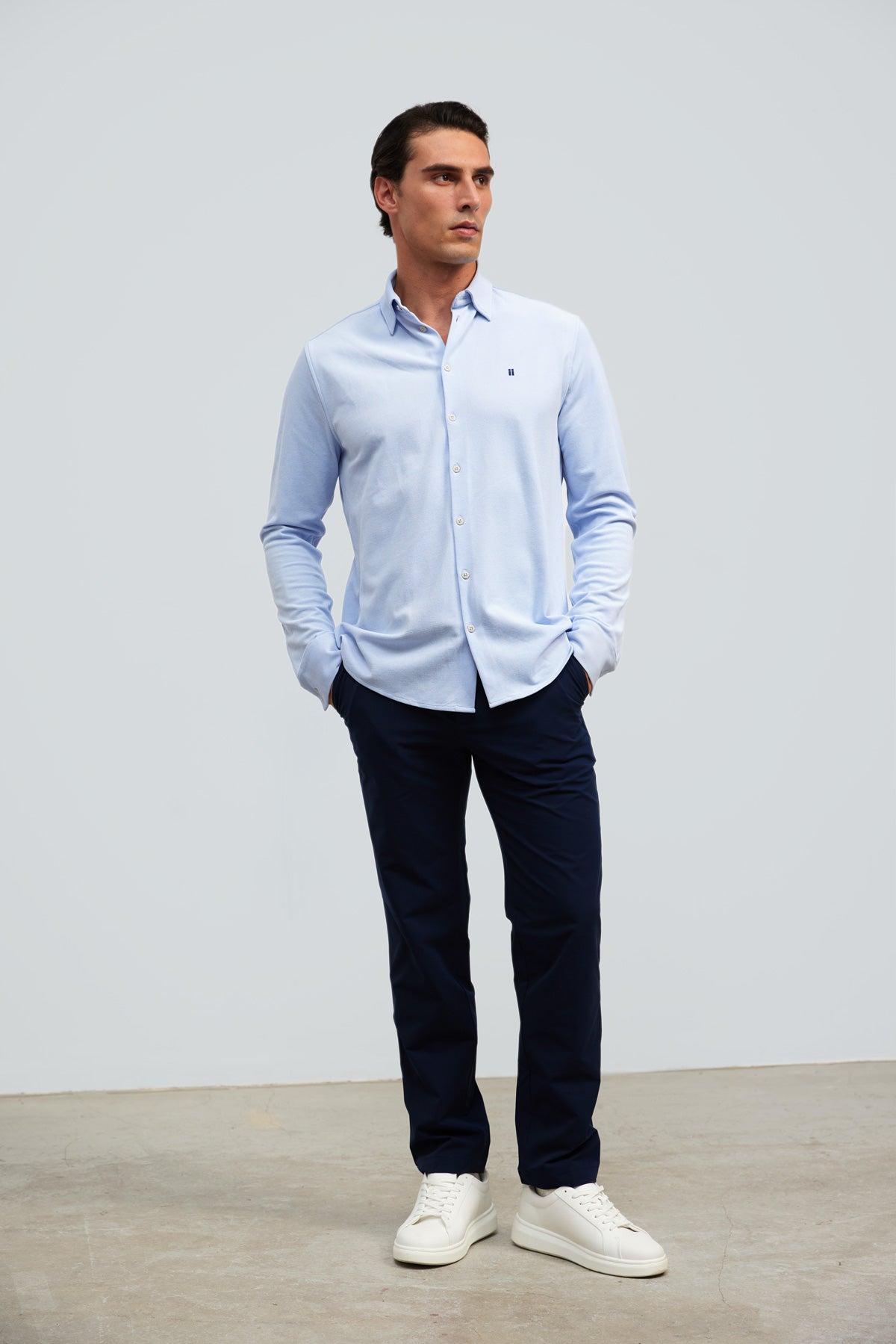 Camisa casual cuello kent hombre celeste Warm