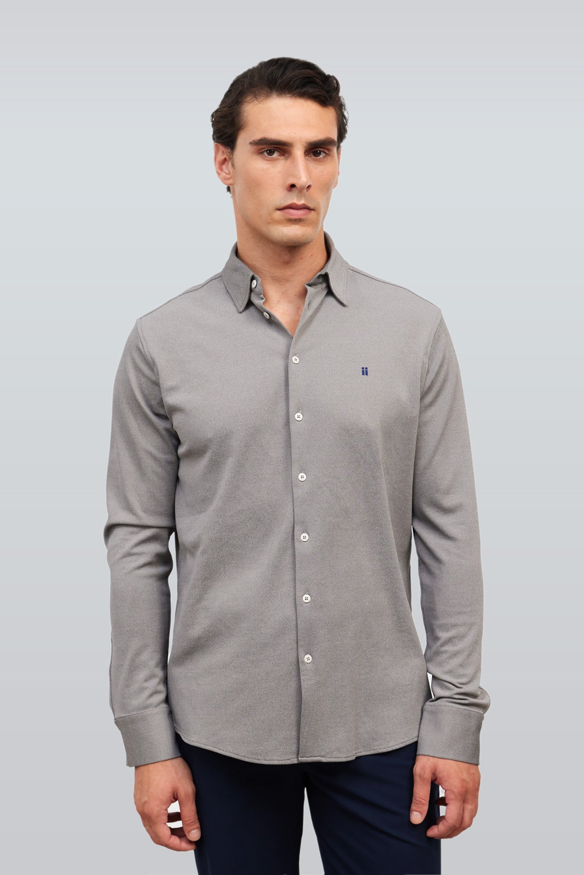 Men's casual gray kentucky collar shirt Warm+