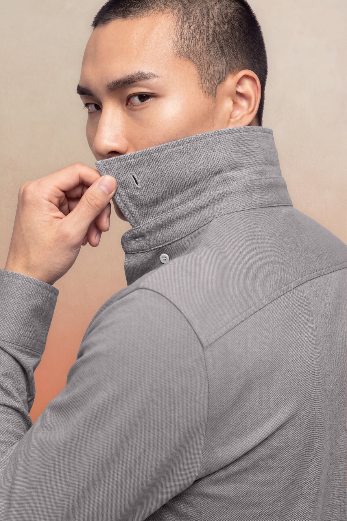 Camisa casual cuello kent hombre gris Warm+