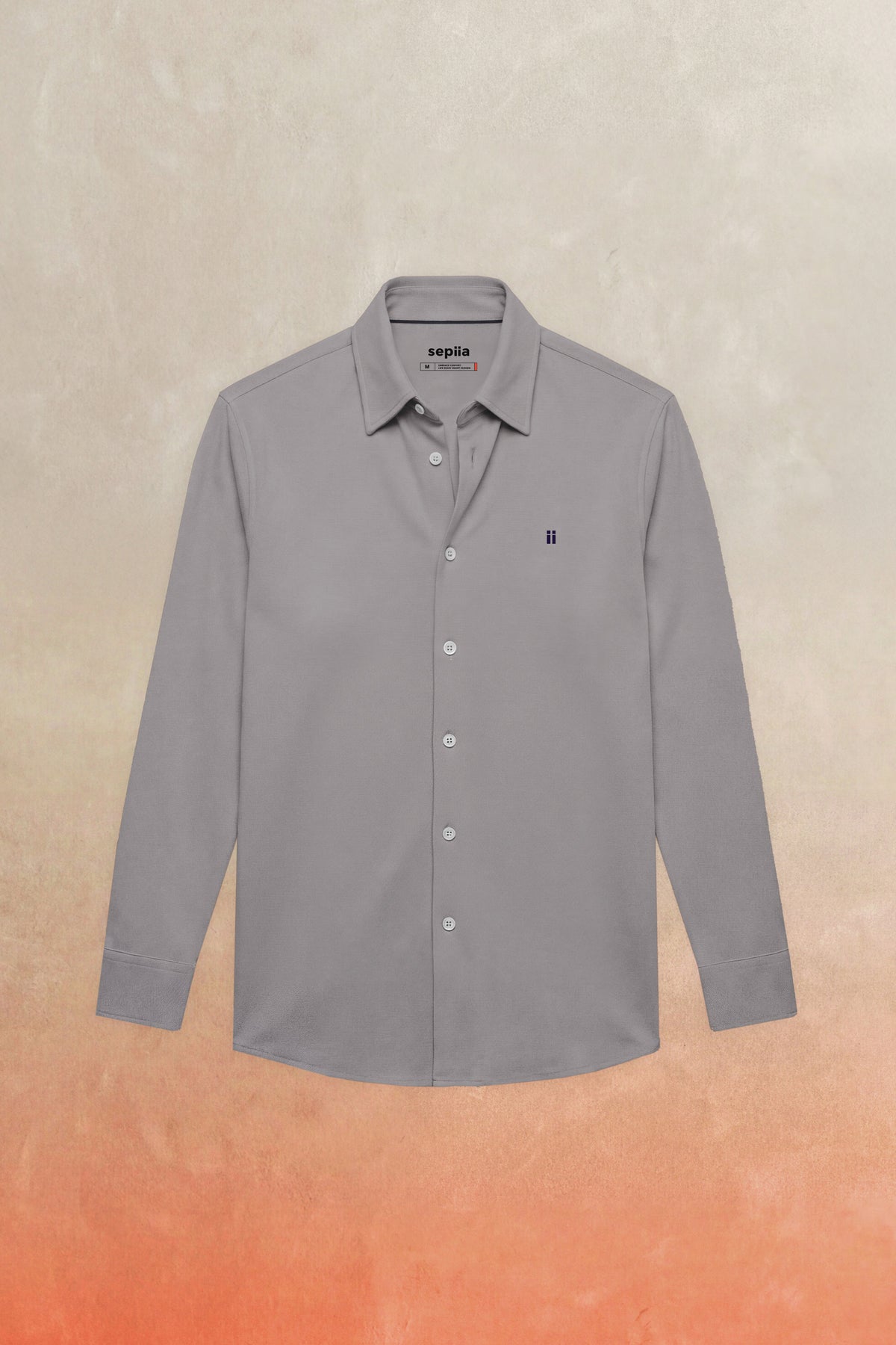 Camisa casual cuello kent hombre gris Warm+