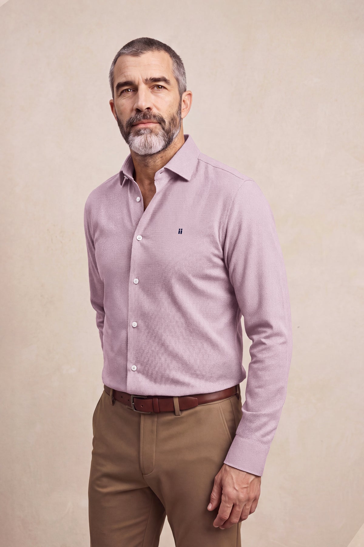 Camisa casual cuello kent hombre rosa Warm