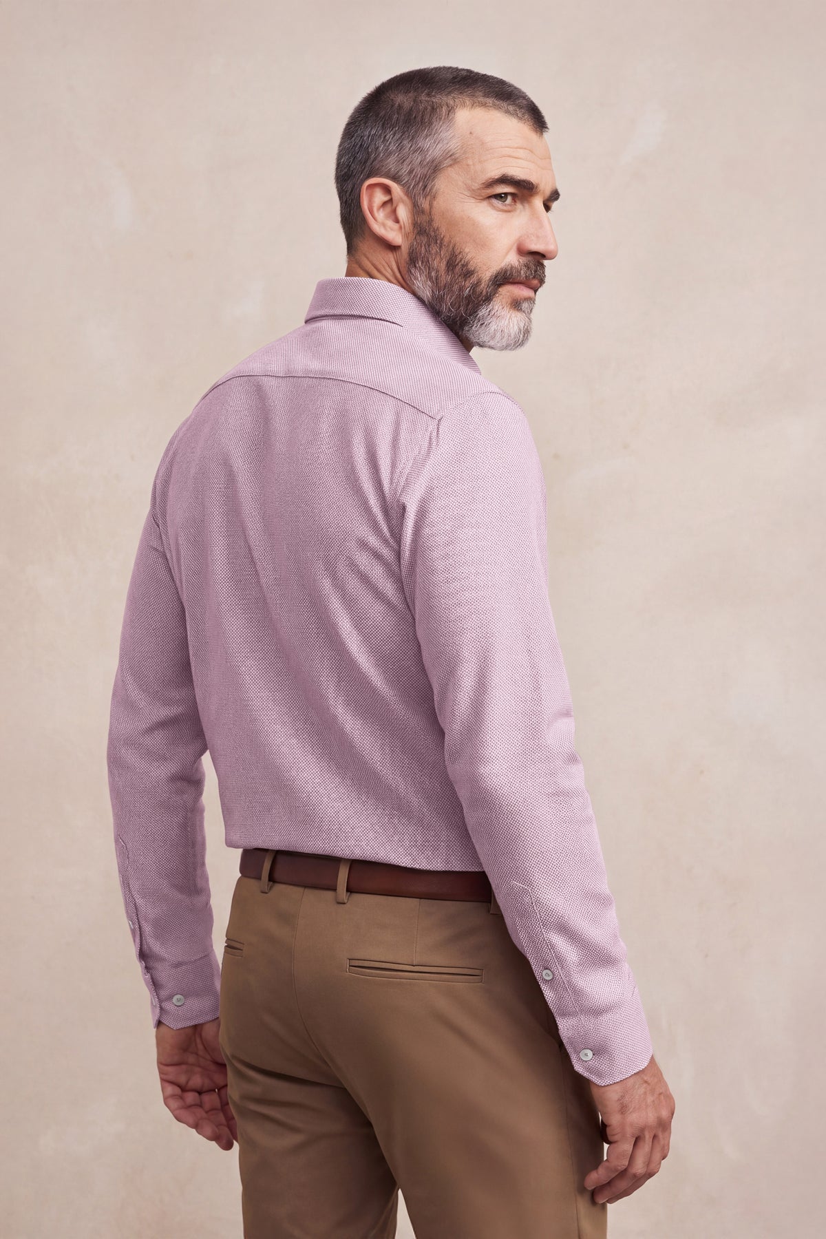 Camisa casual cuello kent hombre rosa Warm