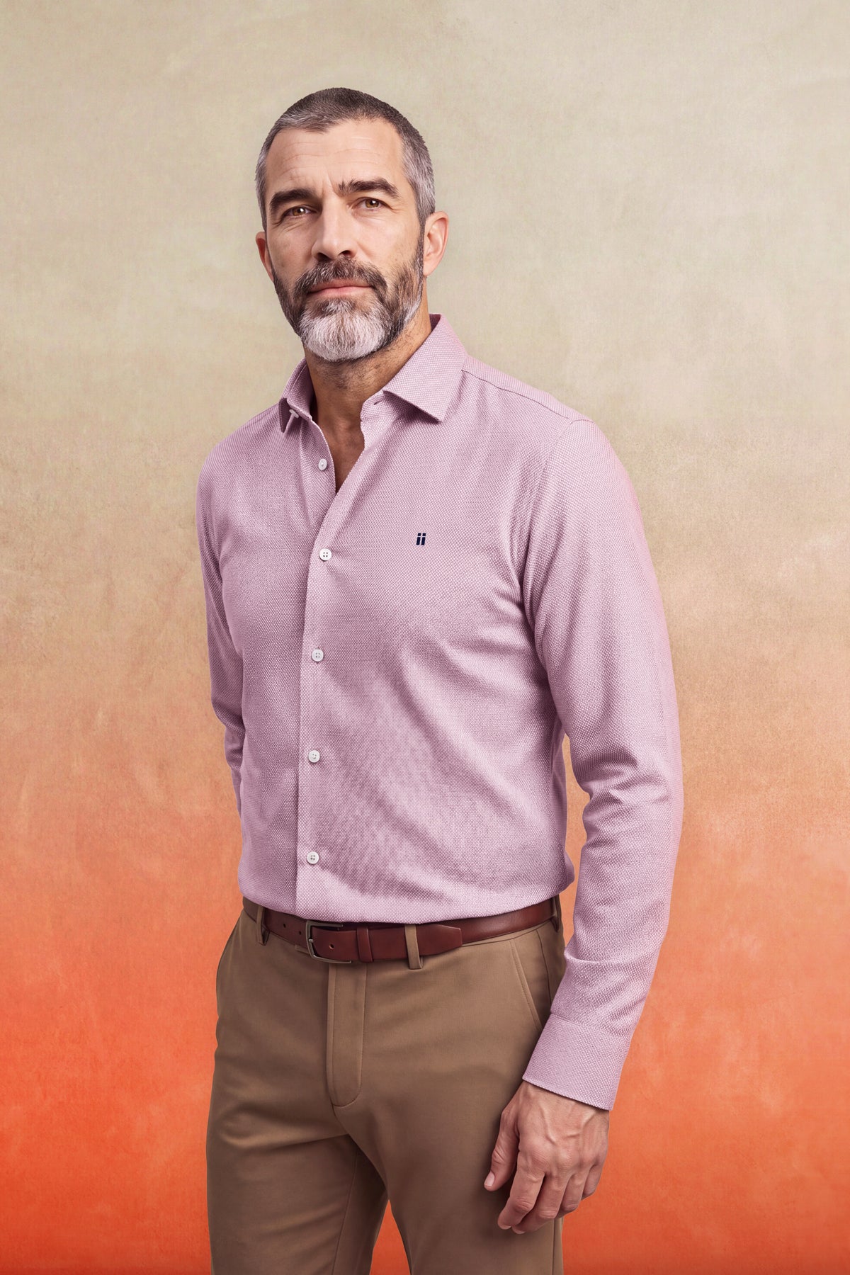 Camisa casual cuello kent hombre rosa Warm