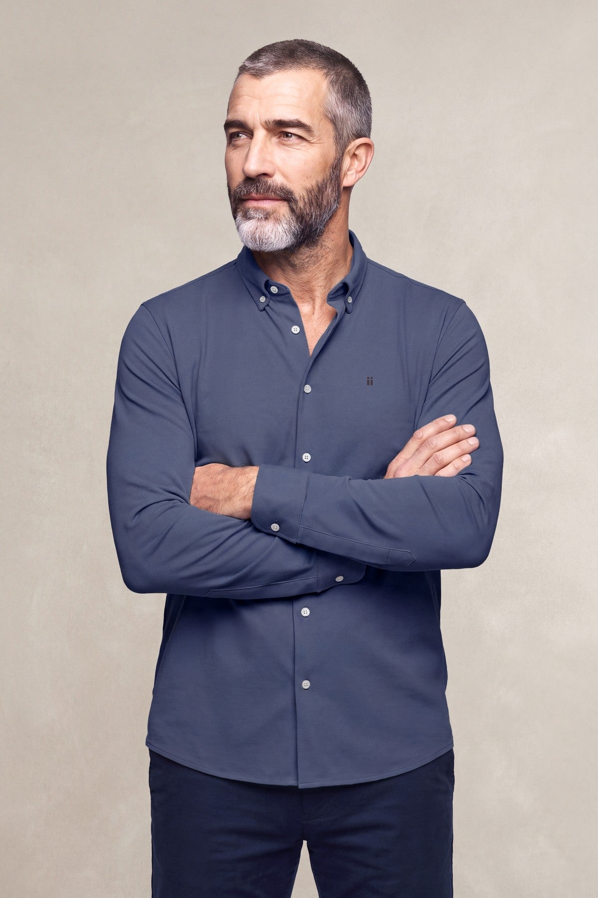 Camisa casual hombre azul indigo regular