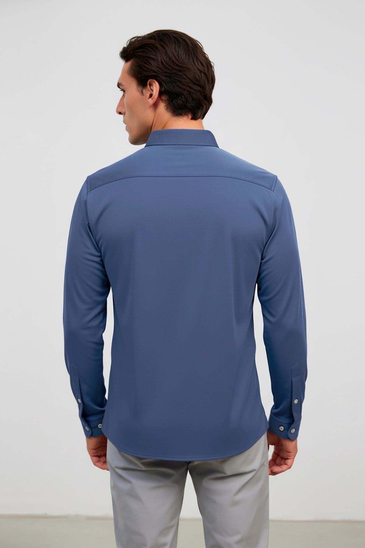 camisa casual azul regular espalda 