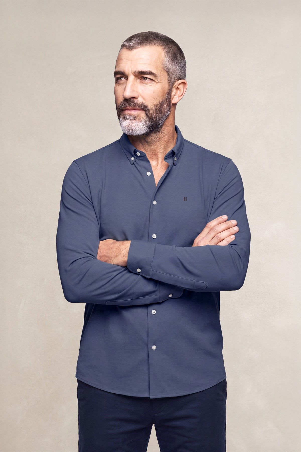 Camisa casual hombre azul indigo regular