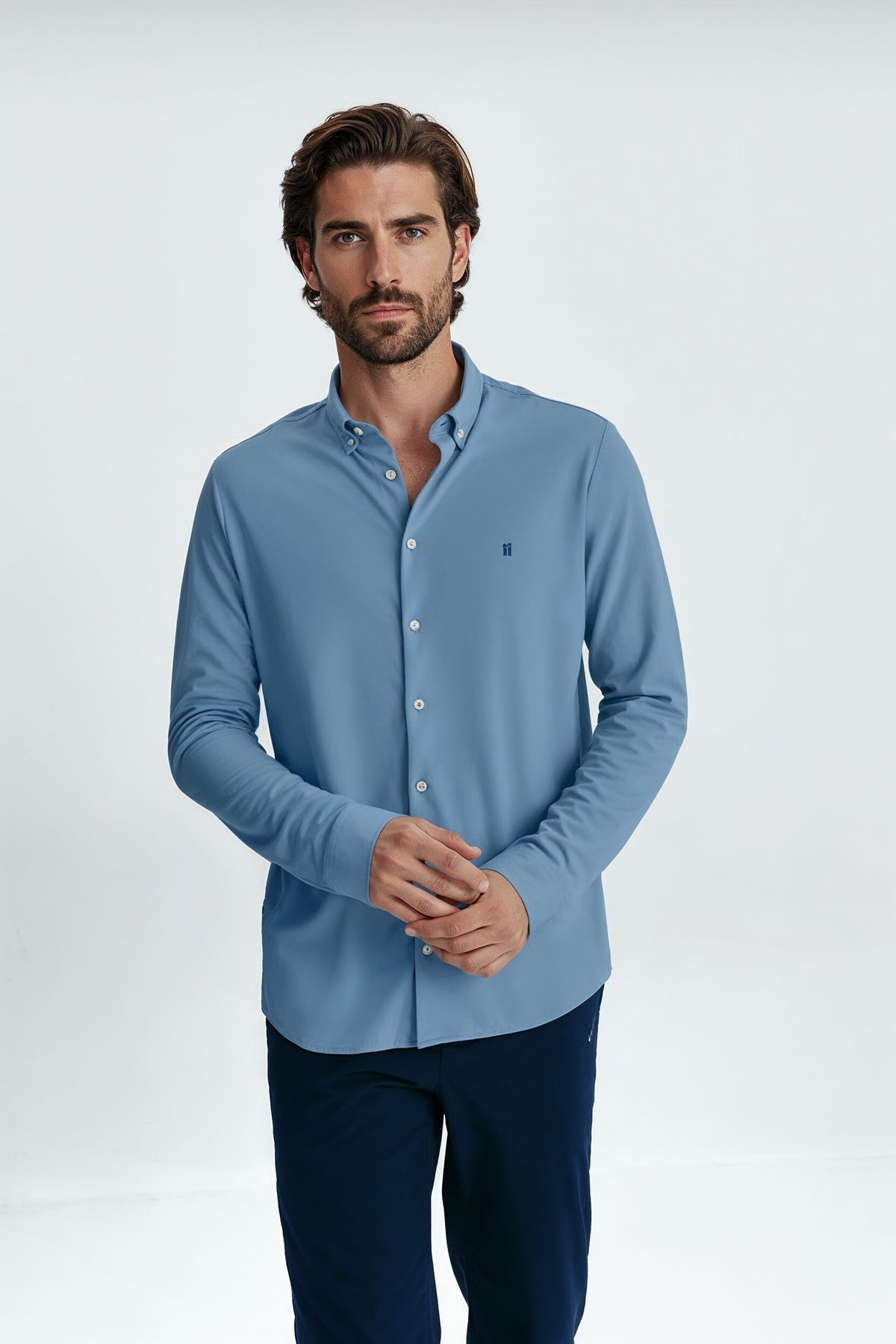 Men's casual shirt in blue jacaranda regular