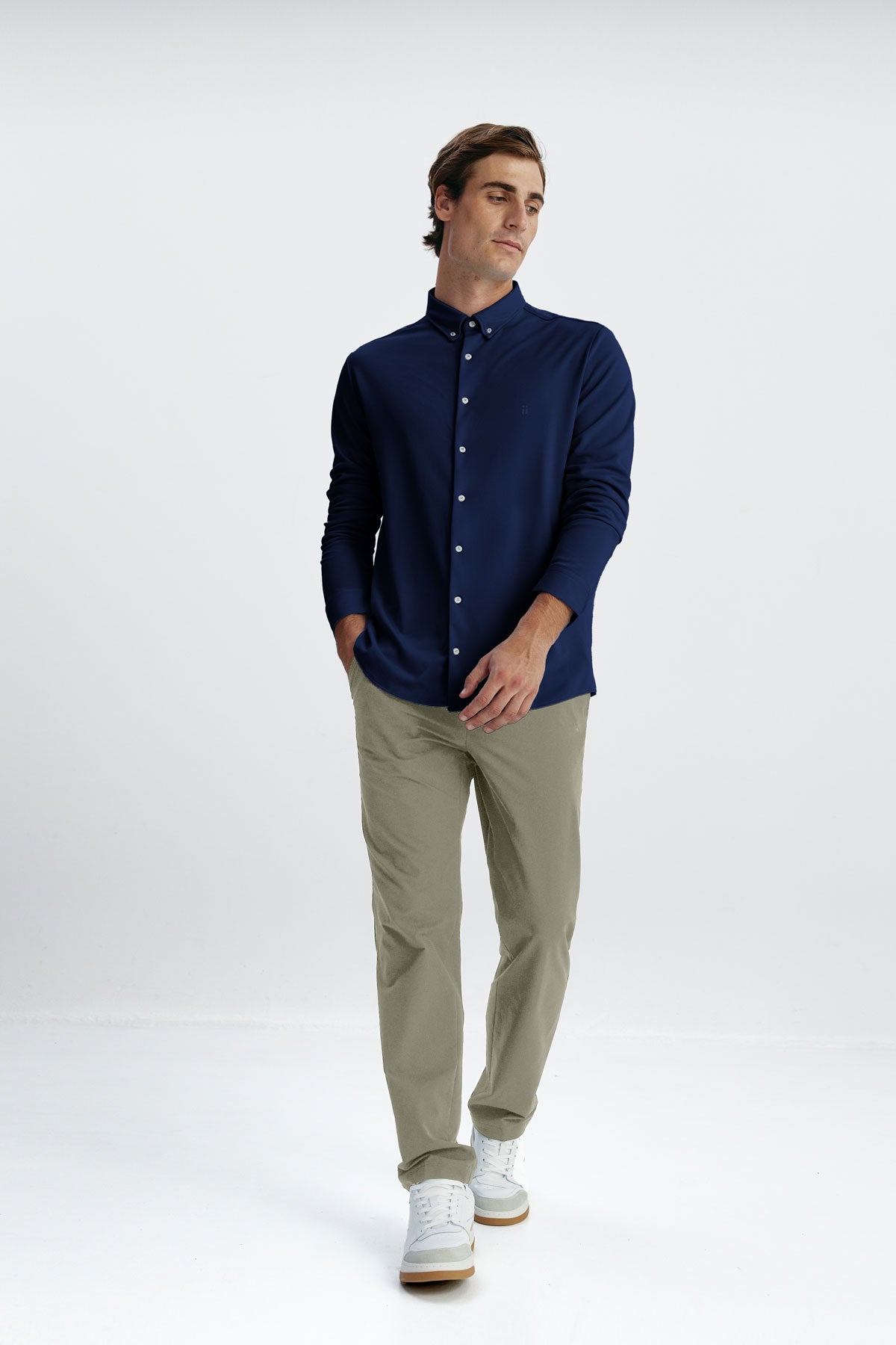 Men's casual shirt, navy blue, regular fit