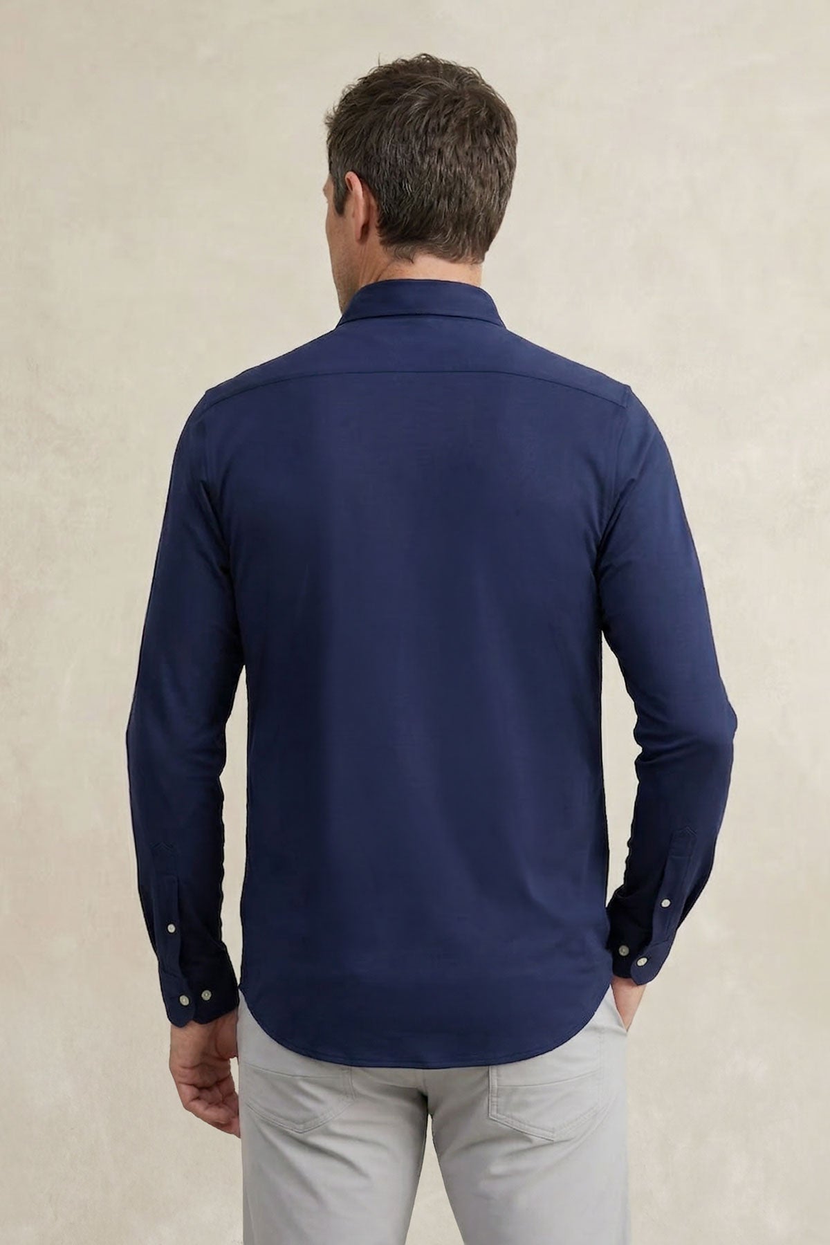 Camisa casual hombre azul marino regular