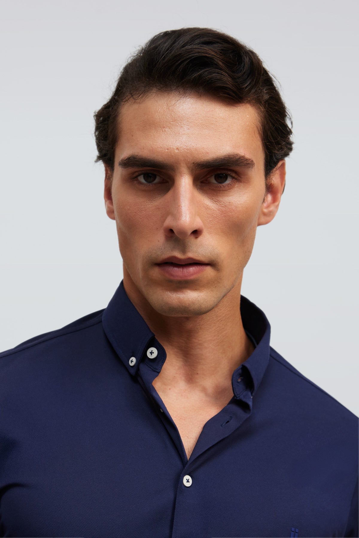 Camisa casual hombre azul marino regular