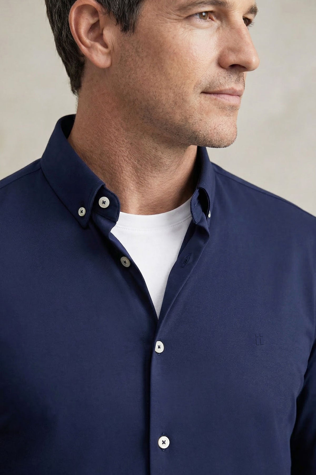 Camisa casual hombre azul marino regular
