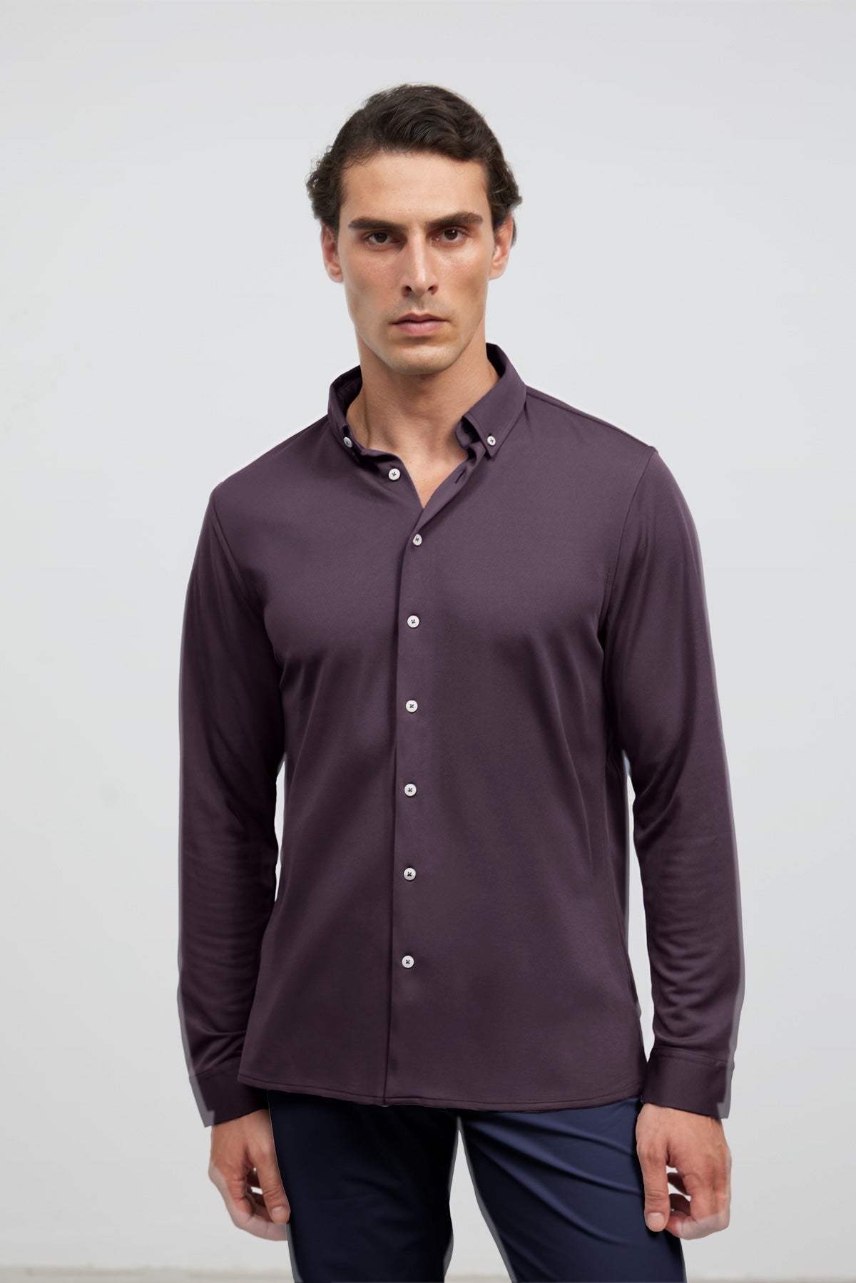 camisa casual ciruela regular plano medio 