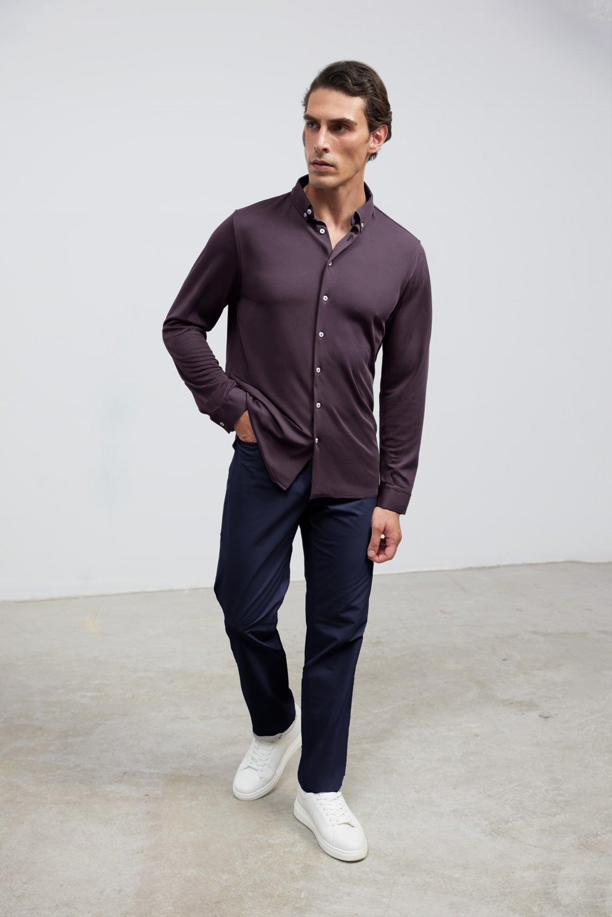 camisa casual ciruela regular cuerpo entero
