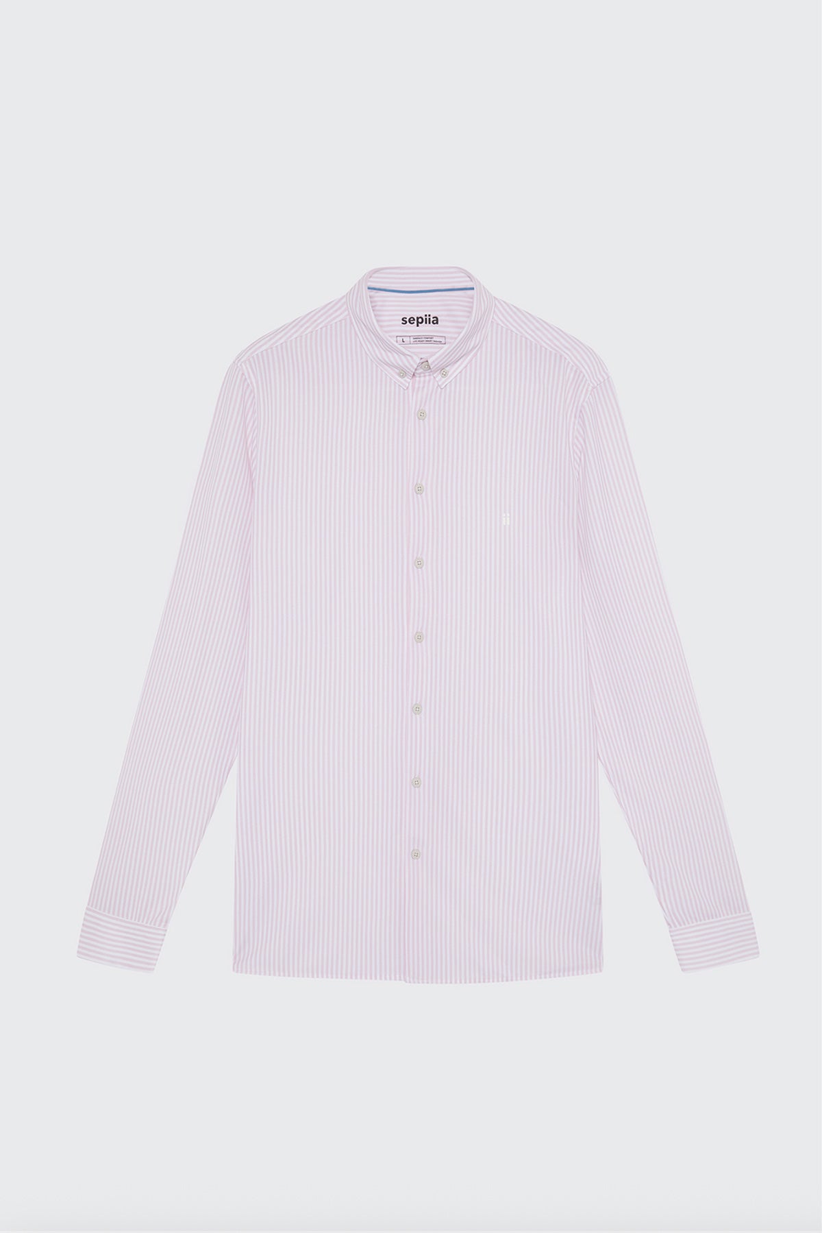 Camisa casual hombre estampado con rayas rosas regular
