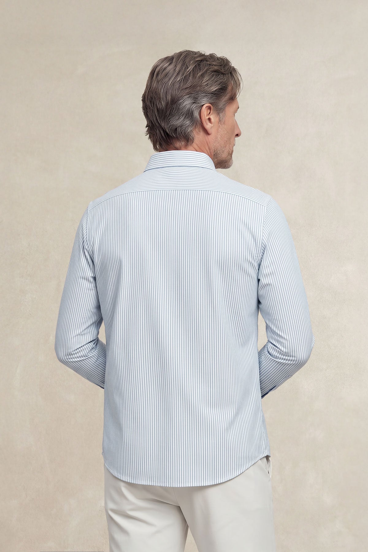 Camisa casual hombre estampado rayas azules regular
