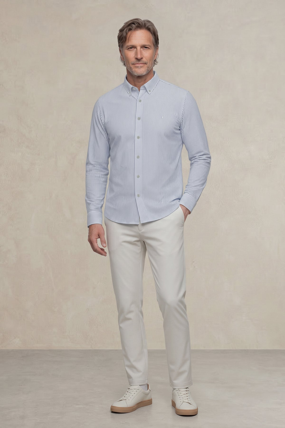 Camisa casual hombre estampado rayas azules regular