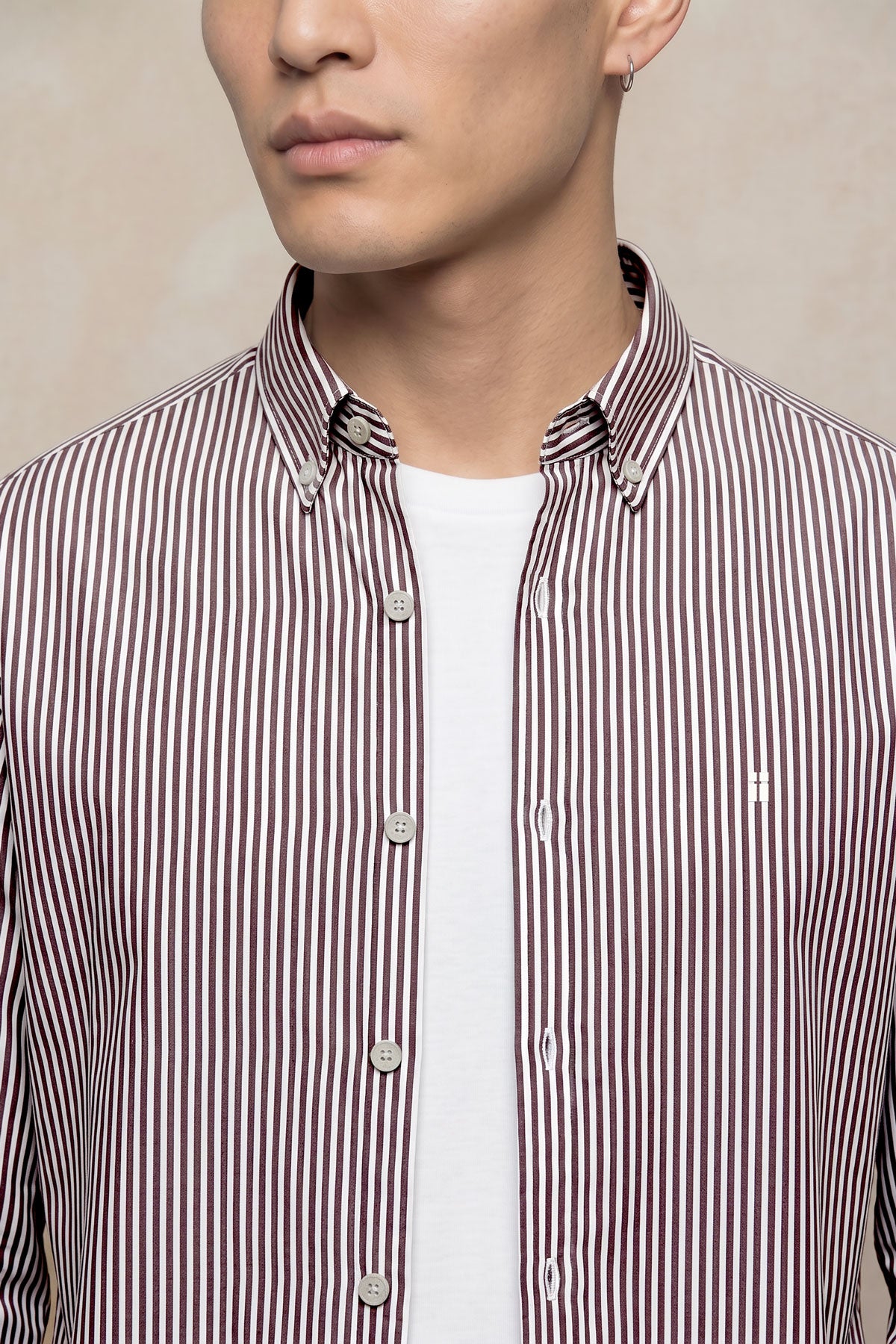 Camisa casual hombre estampado rayas moradas regular
