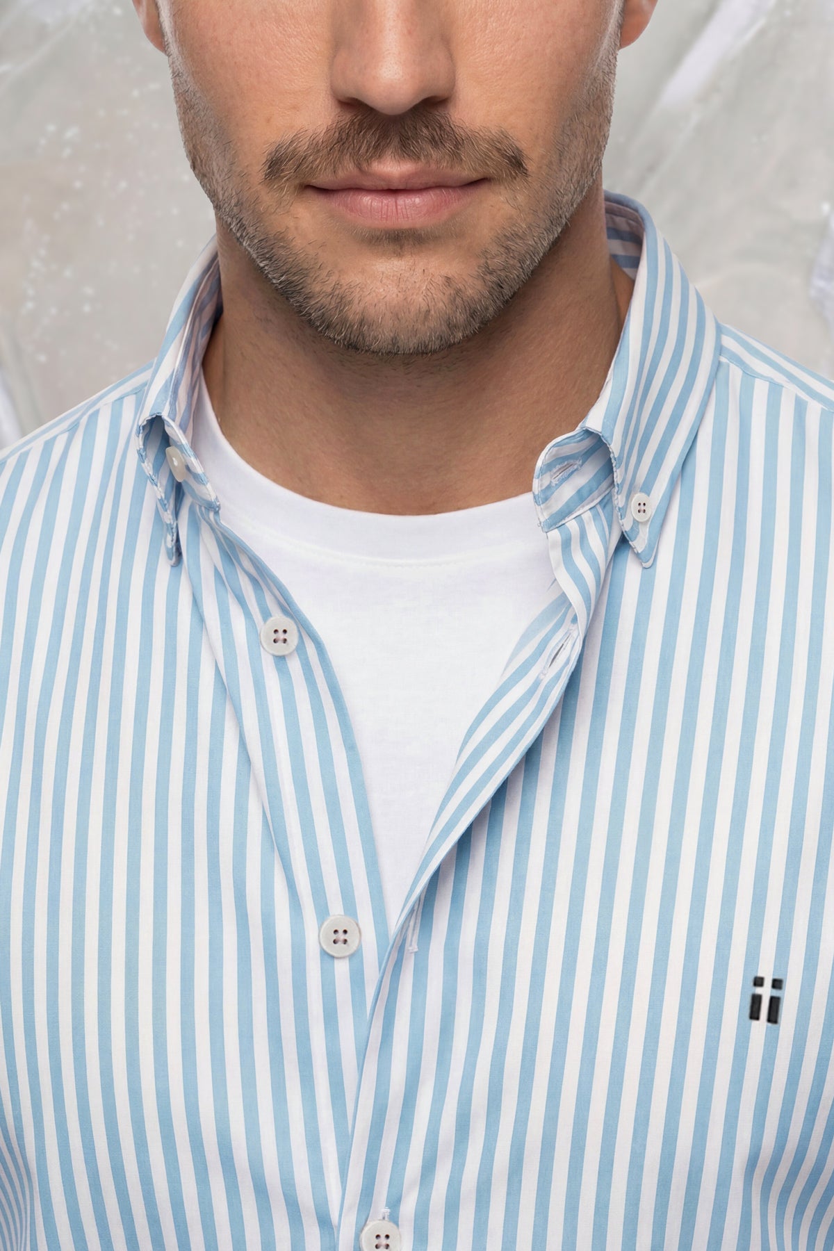 Camisa casual hombre estampado rayas regular Ice