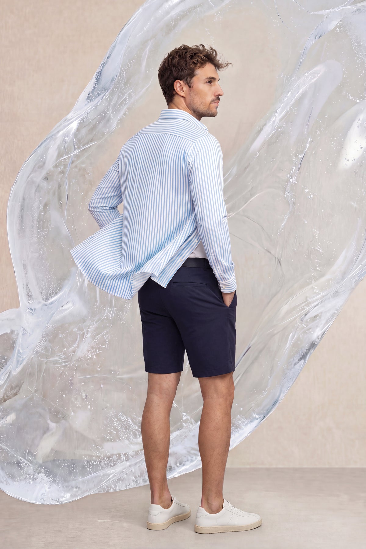 Camisa casual hombre estampado rayas regular Ice