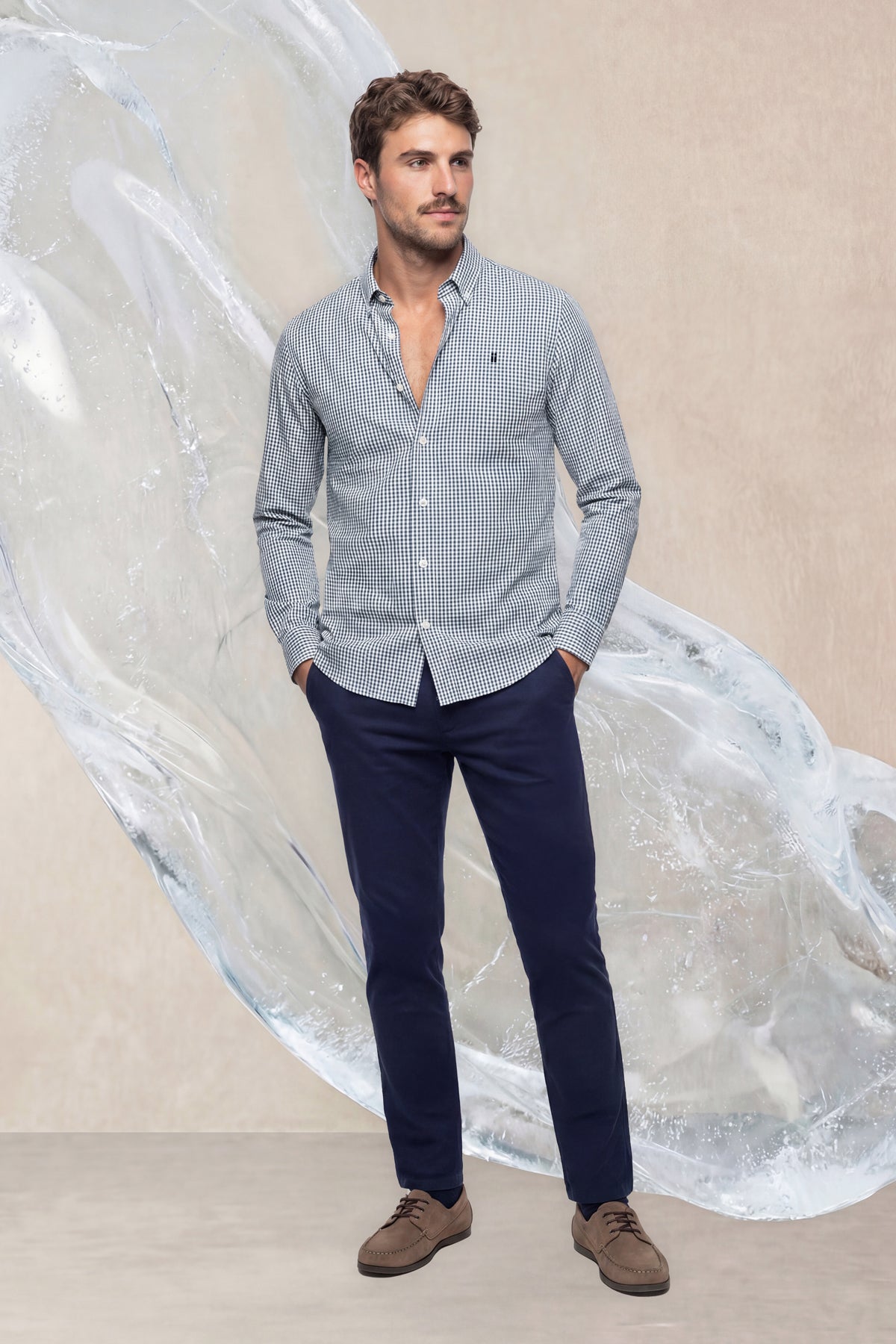 Camisa casual hombre estampado vichy regular Ice