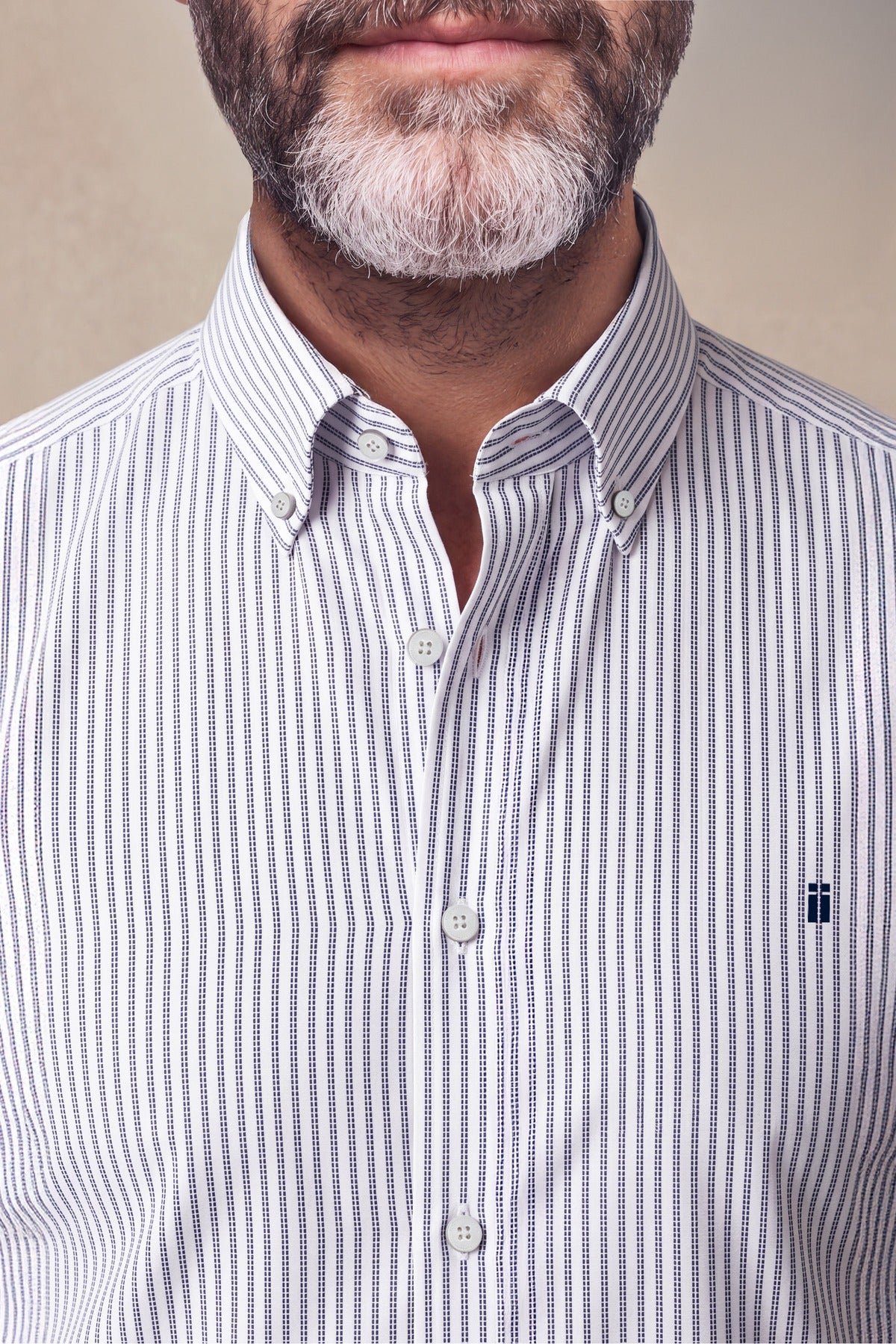 Camisa casual hombre rayas azul regular