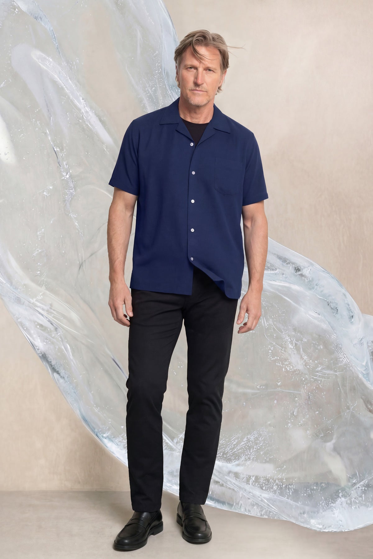 Bowling shirt ICE men navy blue