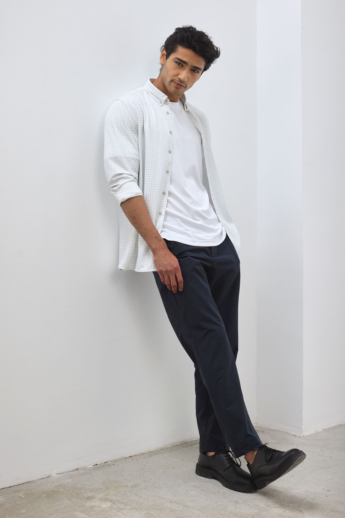 Camisa casual hombre estampado cuadros verde milky regular