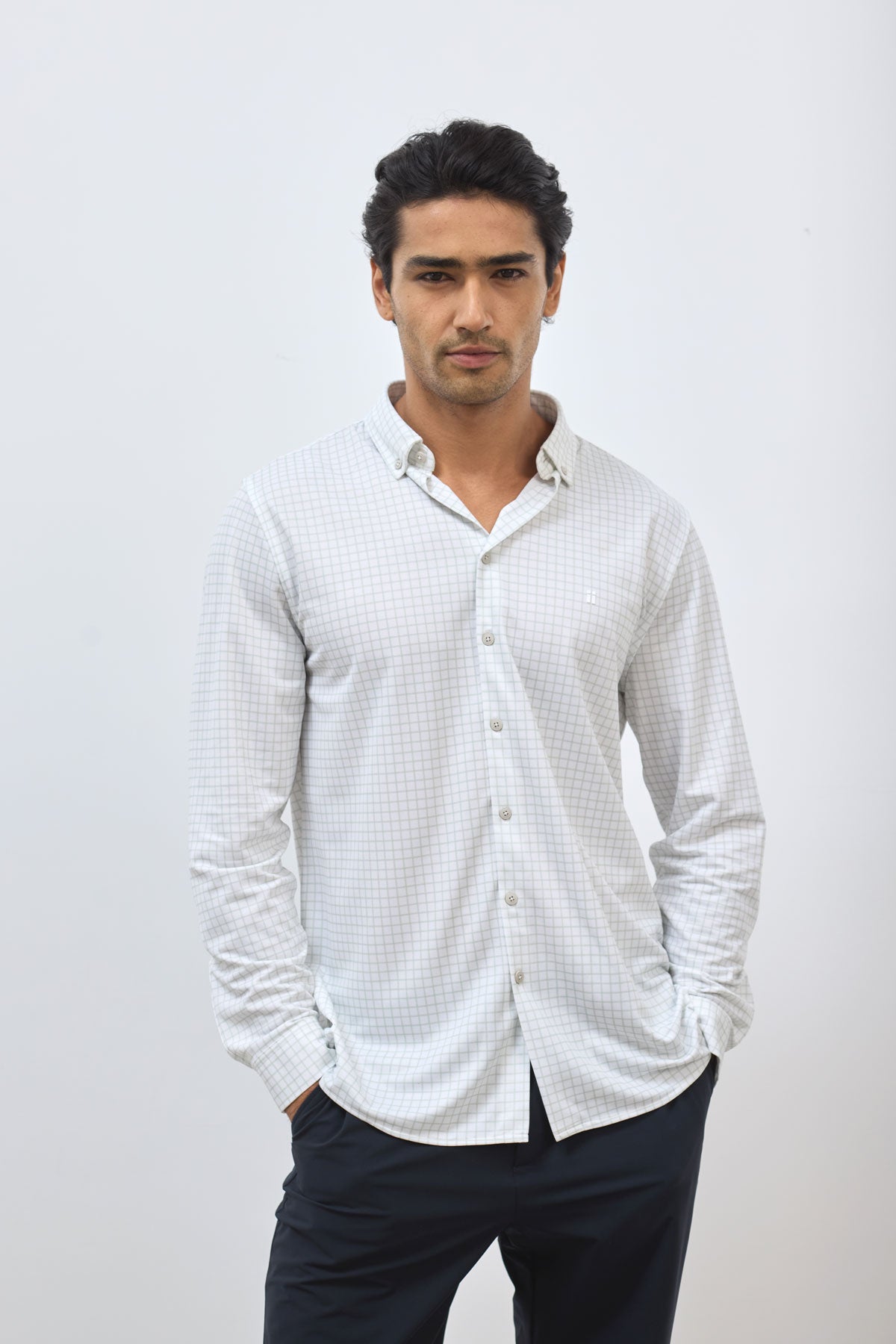 Camisa casual hombre estampado cuadros verde milky regular