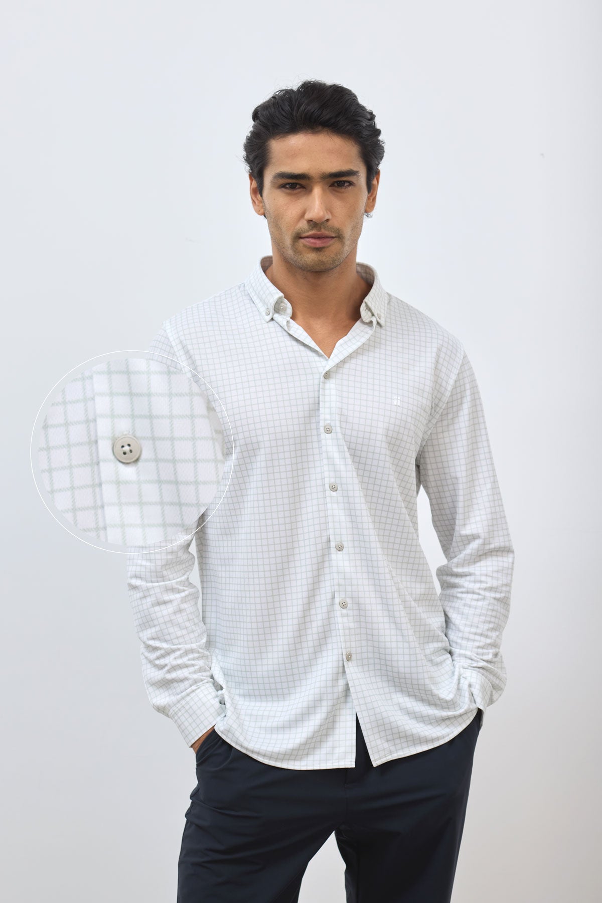 Camisa casual hombre estampado cuadros verde milky regular